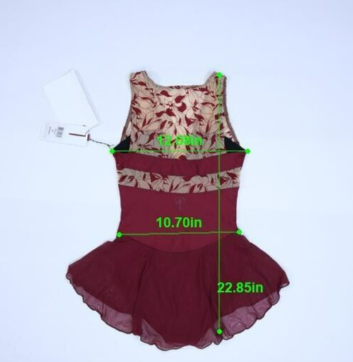 Wear Moi Soraia Ballet Dance Skirted Leotard Combo Burgundy Heart Neck Womens XS