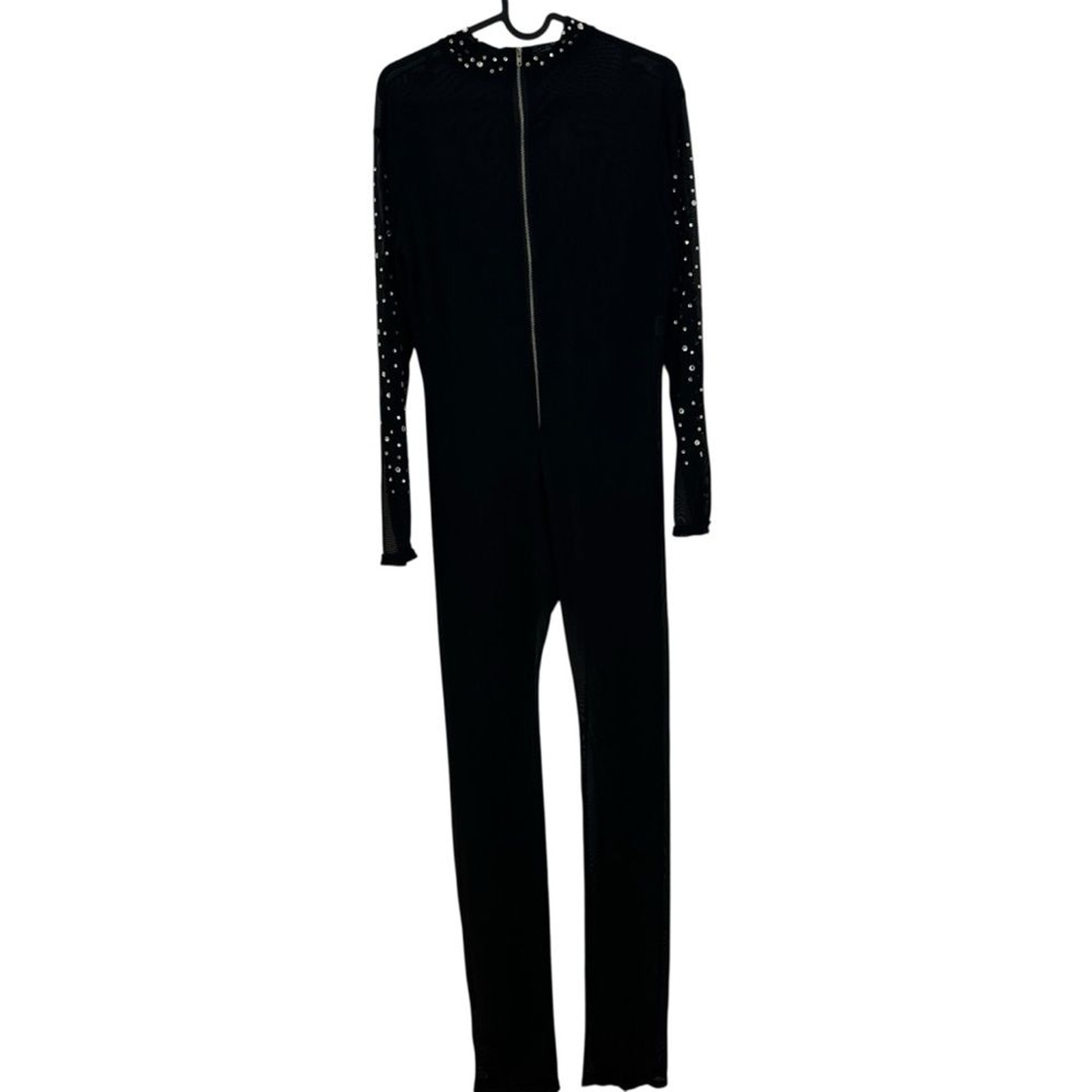 XL Black Jumpsuit with Studded Design back zipper
