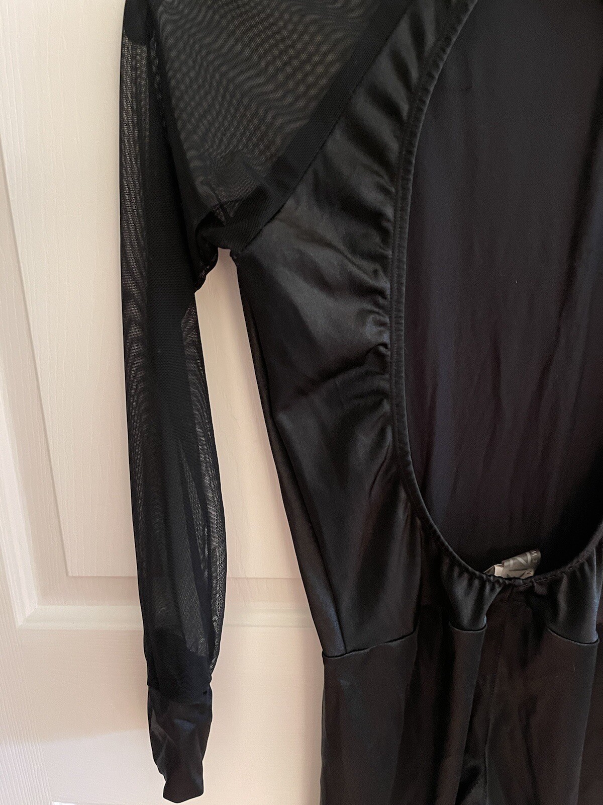 Kizzi Dancewear Black Mesh Long Sleeve Unitard, Open Back, Adult Medium **see
