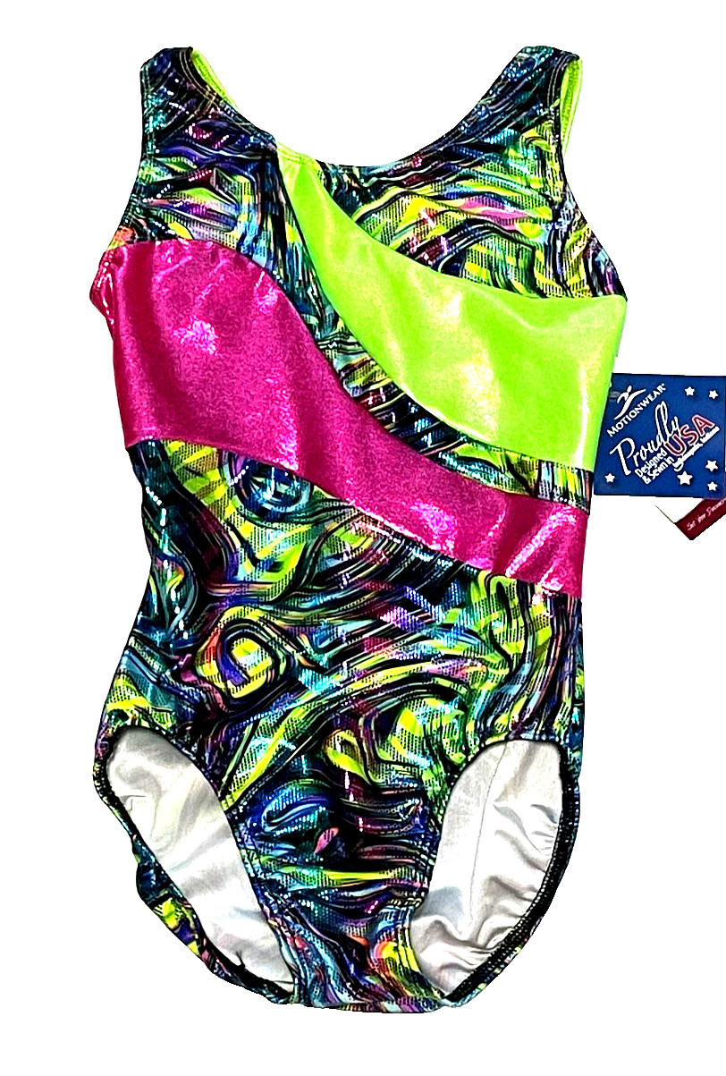 Motionwear Leotard Bodysuit Gymnastics Hologram Mystique Cutout Back New Women S
