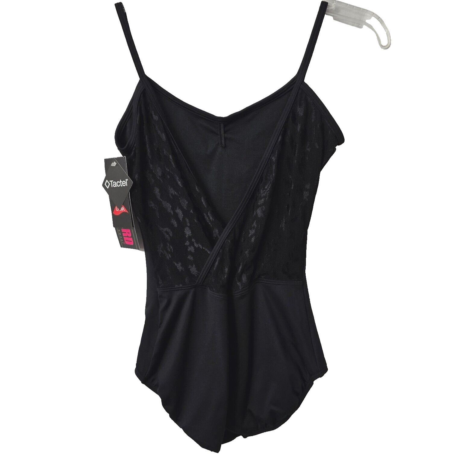 Eurotard Leotard Leo Lace Back AL L Adult Large Black Dance Gymnastics Modest