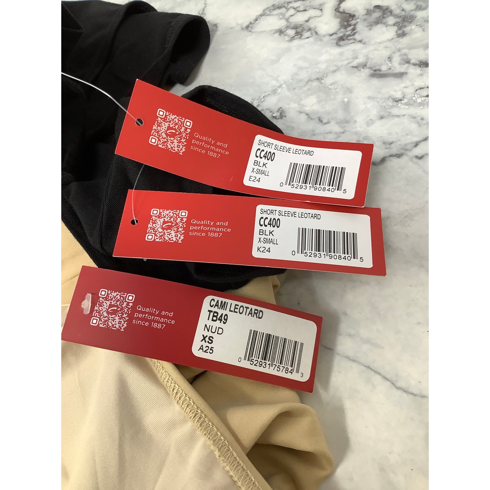 Lot of 3 Capezio Women XS Black Nude Cami Short Sleeve Balletcore Leotard B18-19