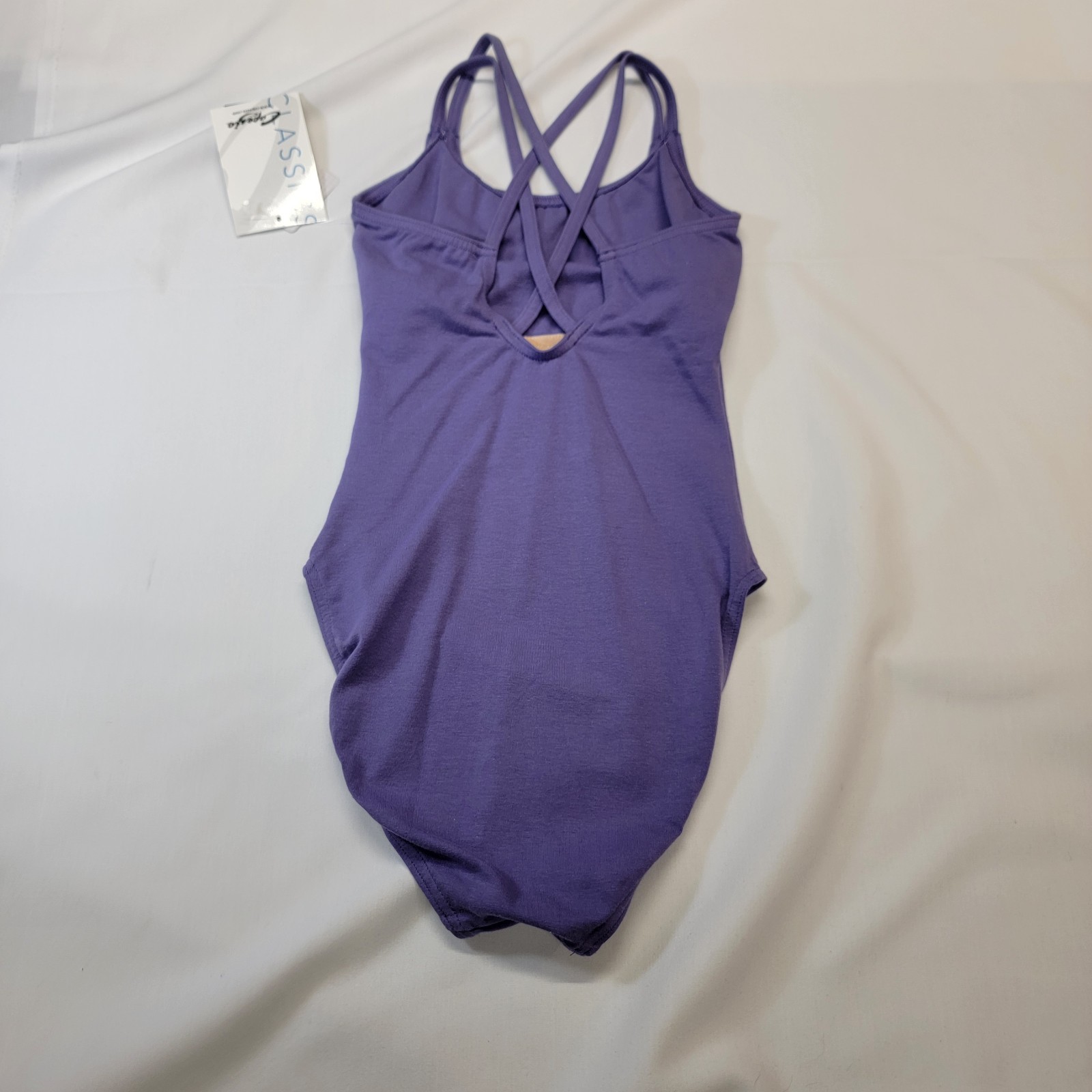 Capezio Double Strap Cami Leotard Purple Spaghetti Straps Criss-Cross Back SZ XS