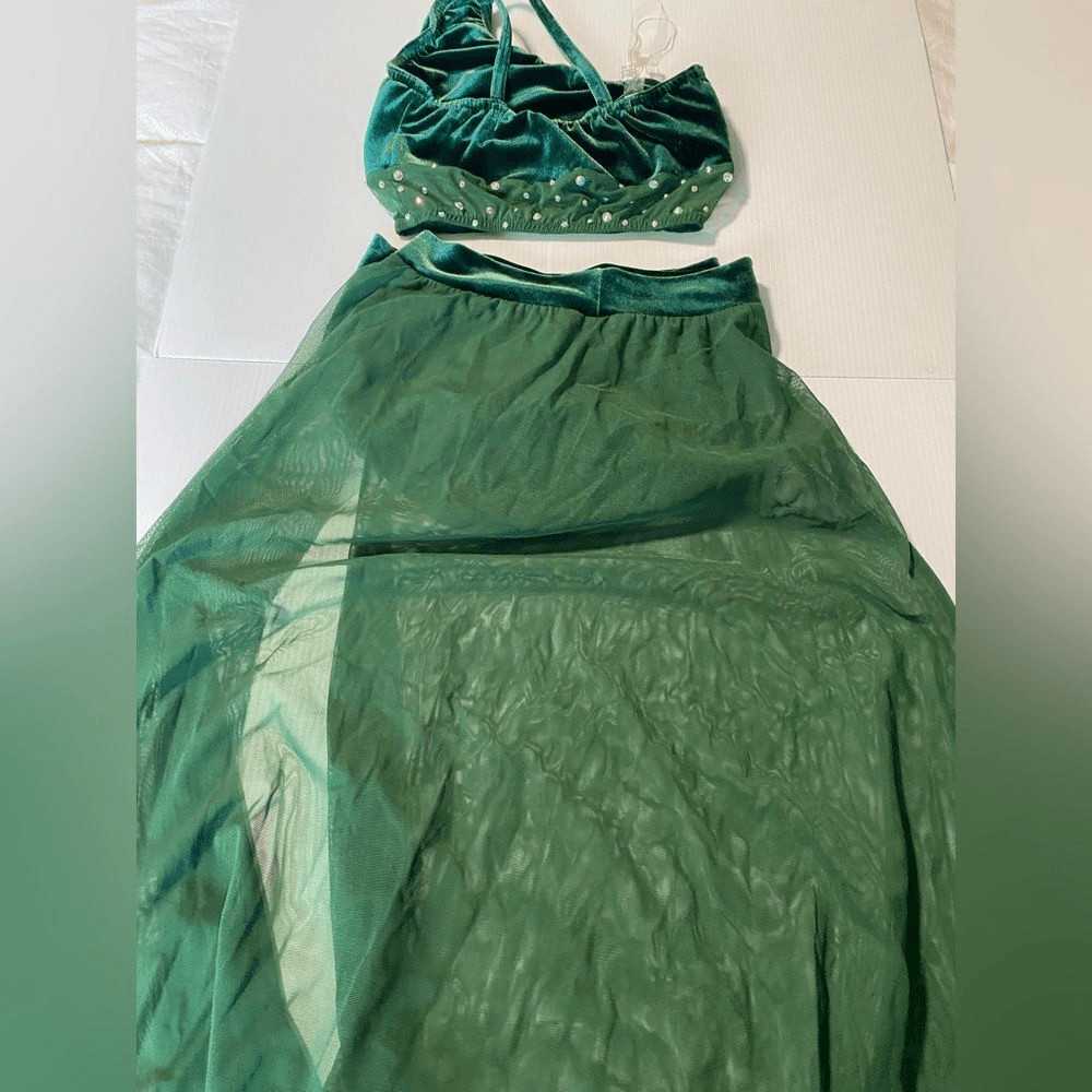 Kelle dance solo costume 3 piece set green velvet THE ALCHEMY 7111 4328 SA adult