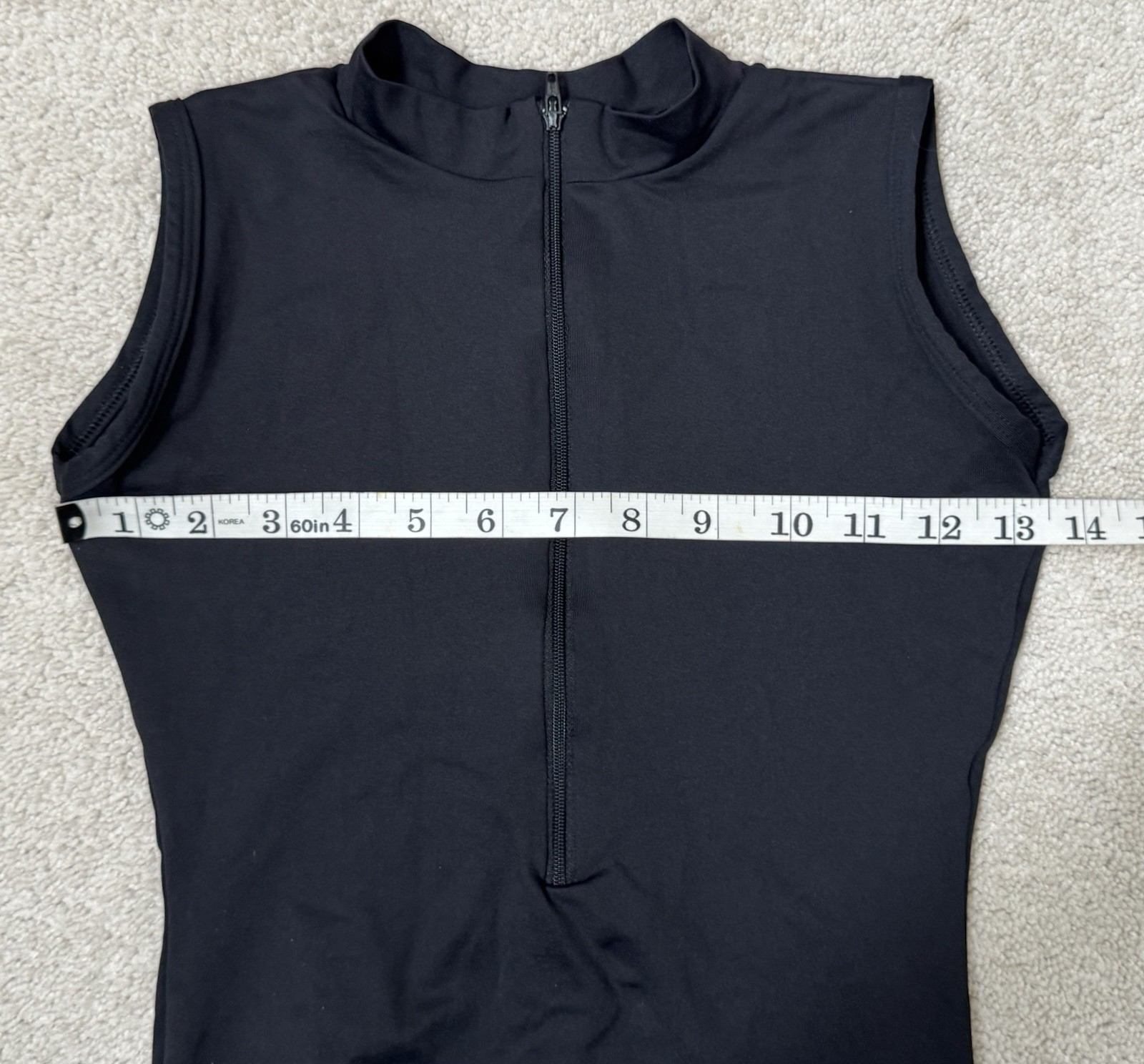 Eurotard Zip Front Leotard Size Large Black Mock Neck