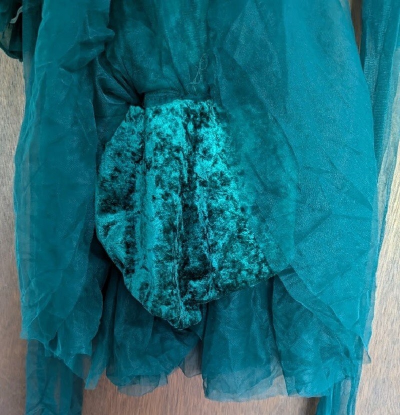 Wolff Fording Hunter Green Dance Velvet Bodysuit with Chiffon Skirt Size Petite