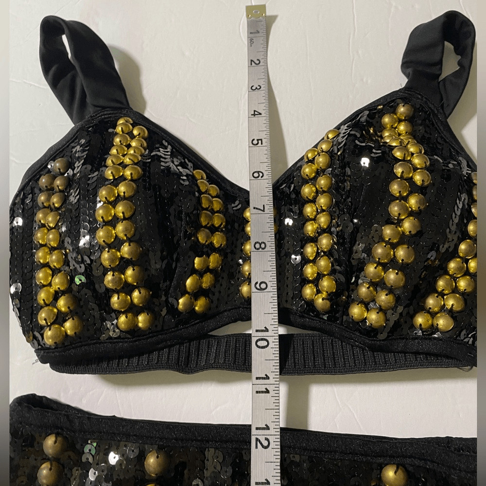 Glamour Dance solo dance costume mature sequin studded rocker goth 2 piece SA/MA