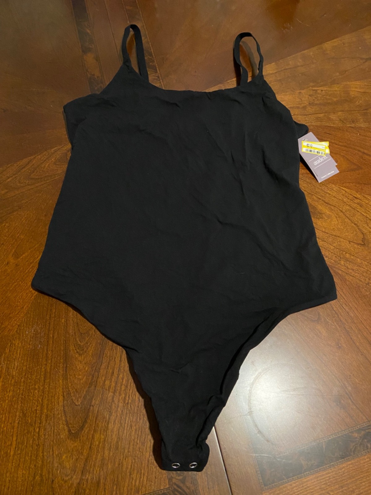Women’s 4-Way Stretch Thong Cami Bodysuit – Auden – Black – XL