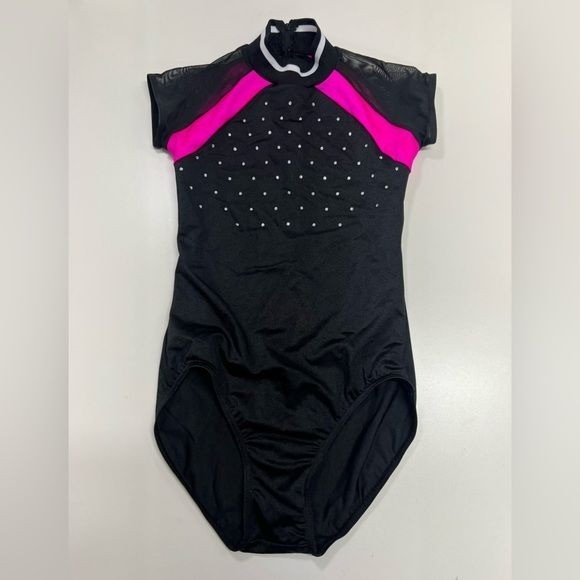Weissman Balera Dance Costume Gymnastics Leotard Black Pink Size Small Adult