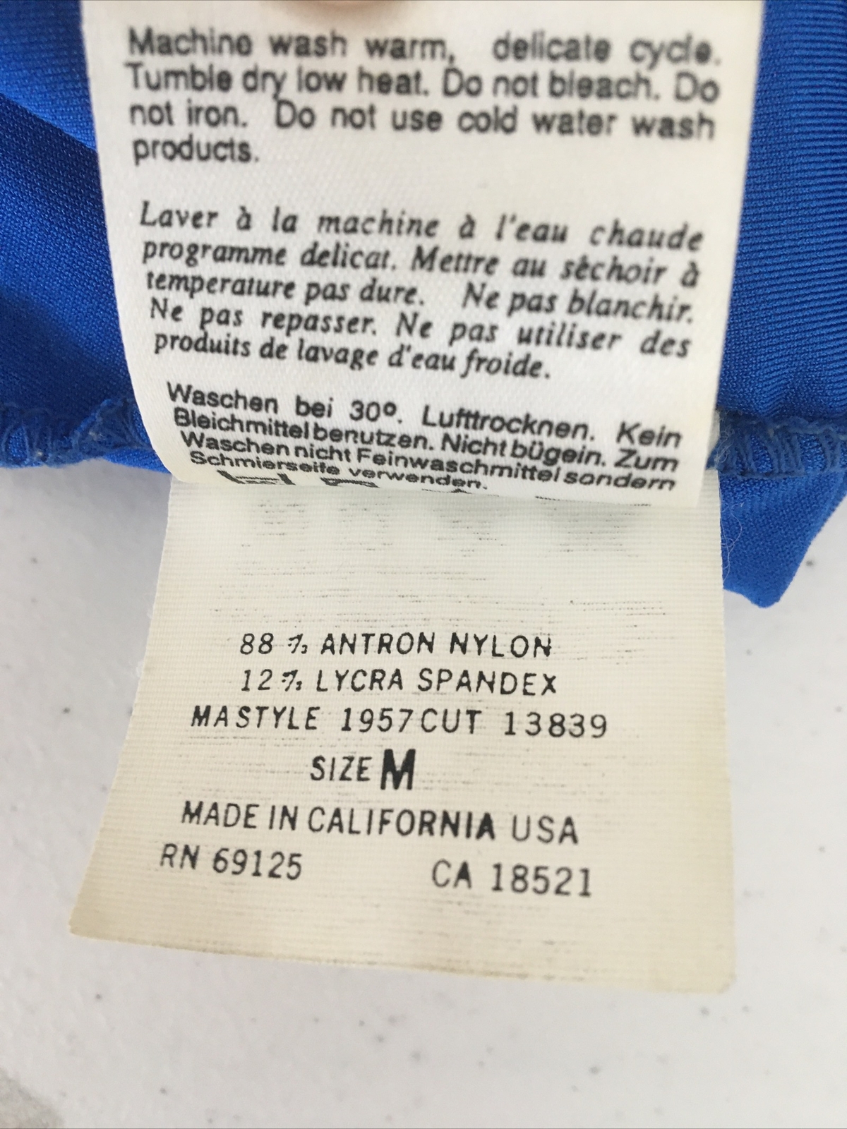 GILDA MARX Vintage Glossy Royal Blue SPANDEX UNITARD 80’S Leotard Bodysuit Sz M