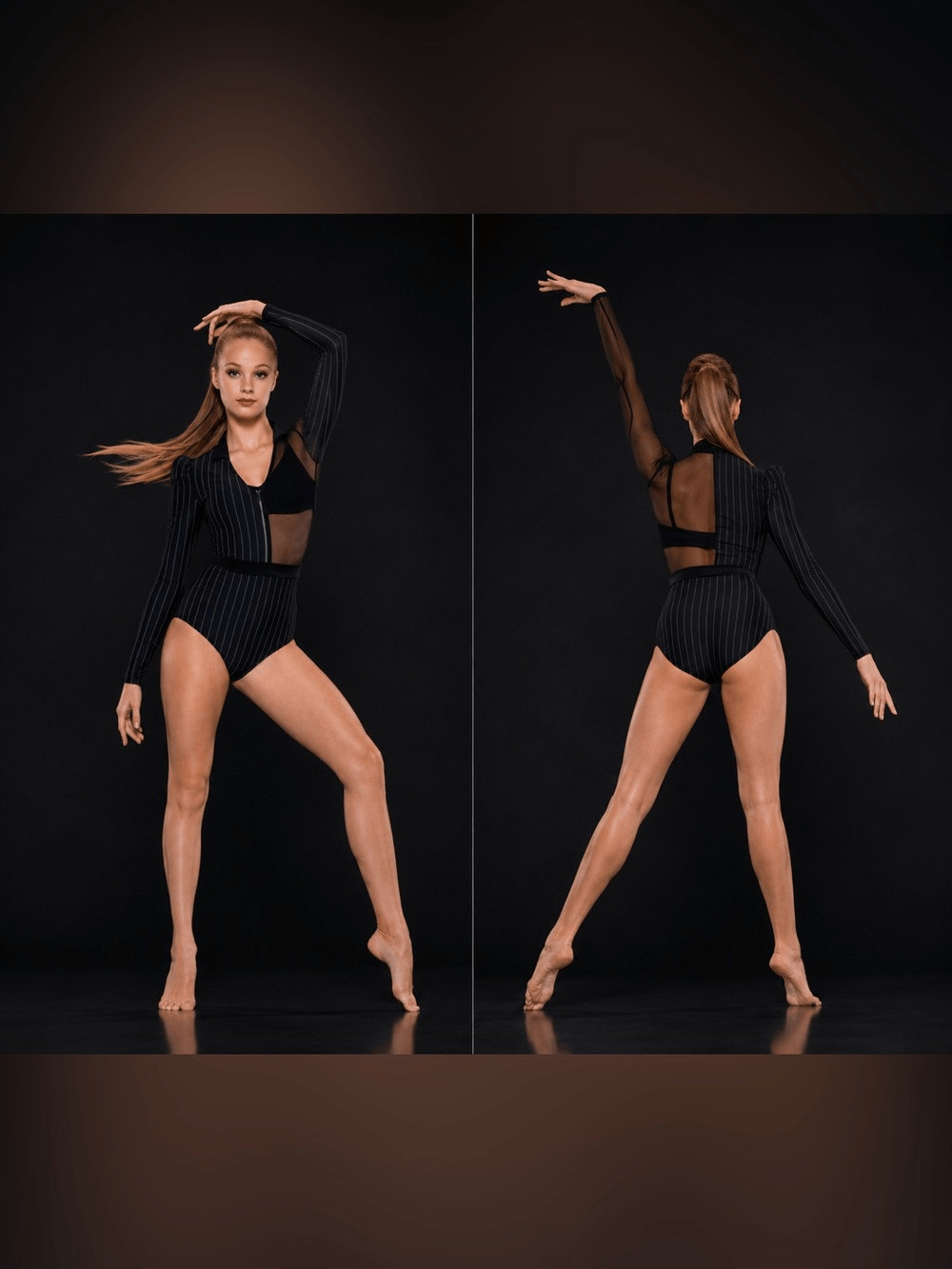 Kelle solo dance costume 2 piece black pin stripe jazz bling 5333 stoned LC
