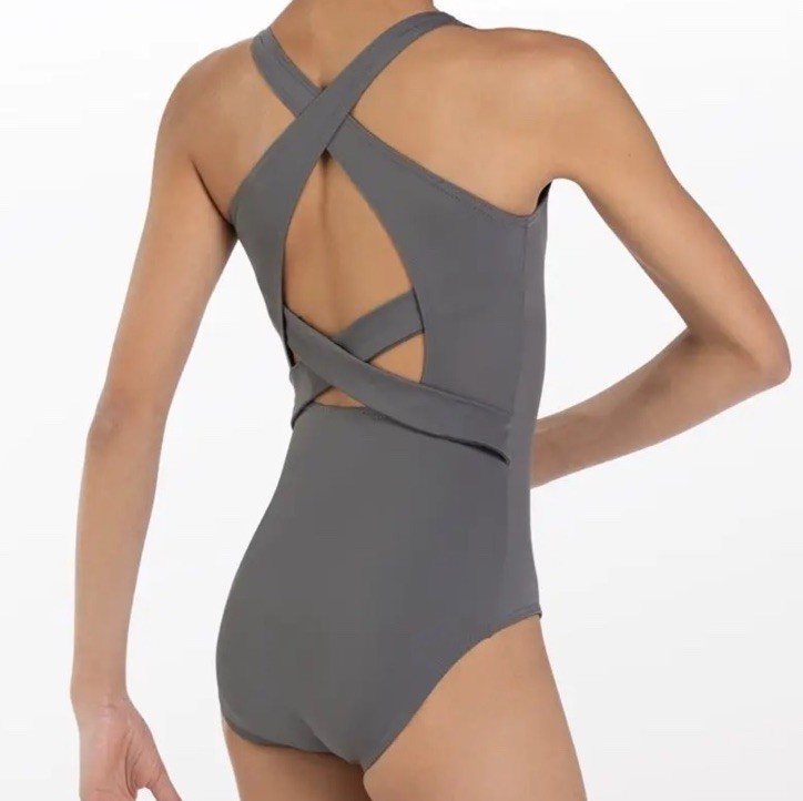 Weissman NWT Grey Crisscross Back Tank Ballet Dance Leotard 14055 LA