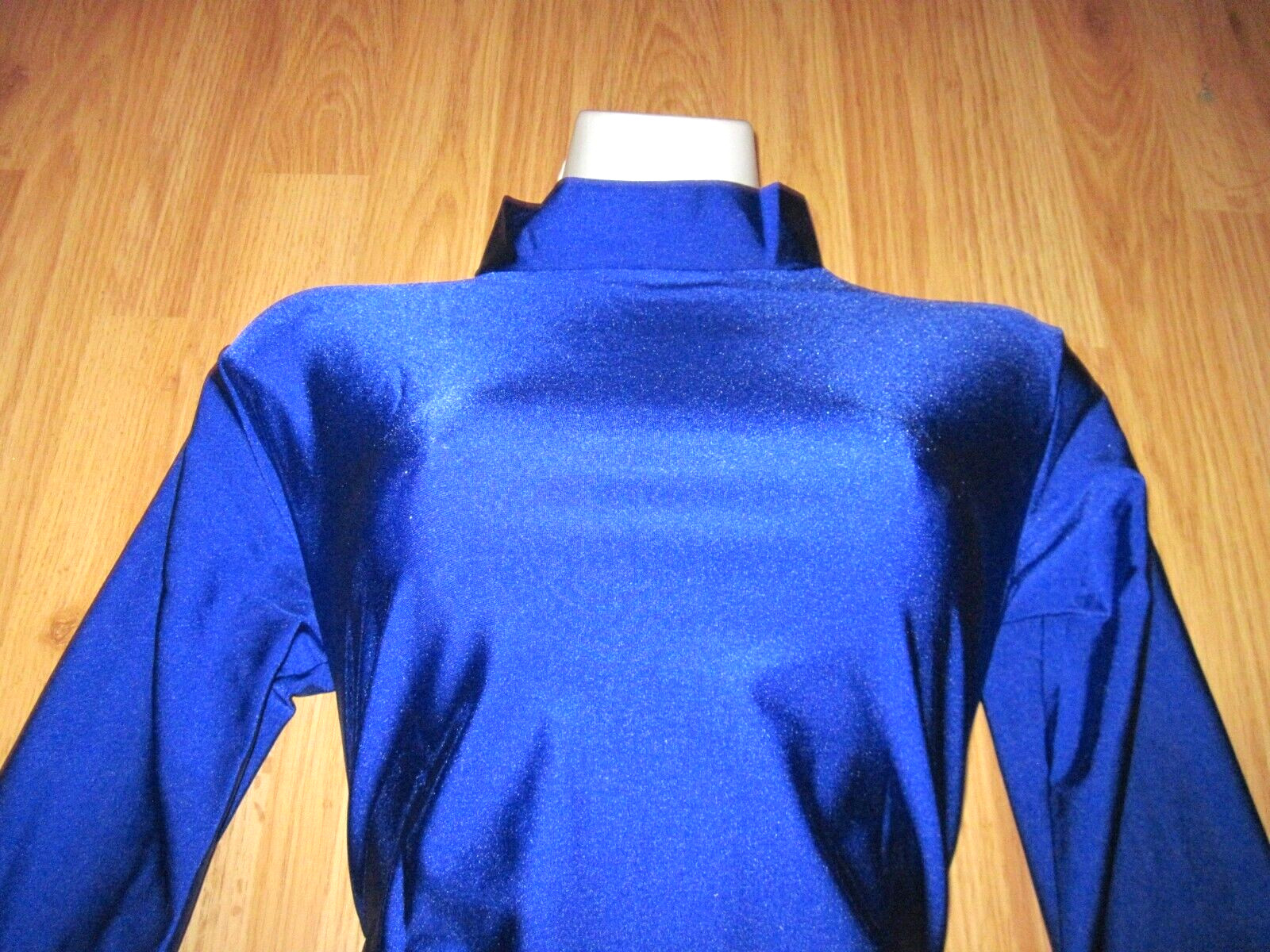 Plus Size Shiny Royal Blue Spandex Long Sleeve T-Neck Leotard Size XXL-2XL New
