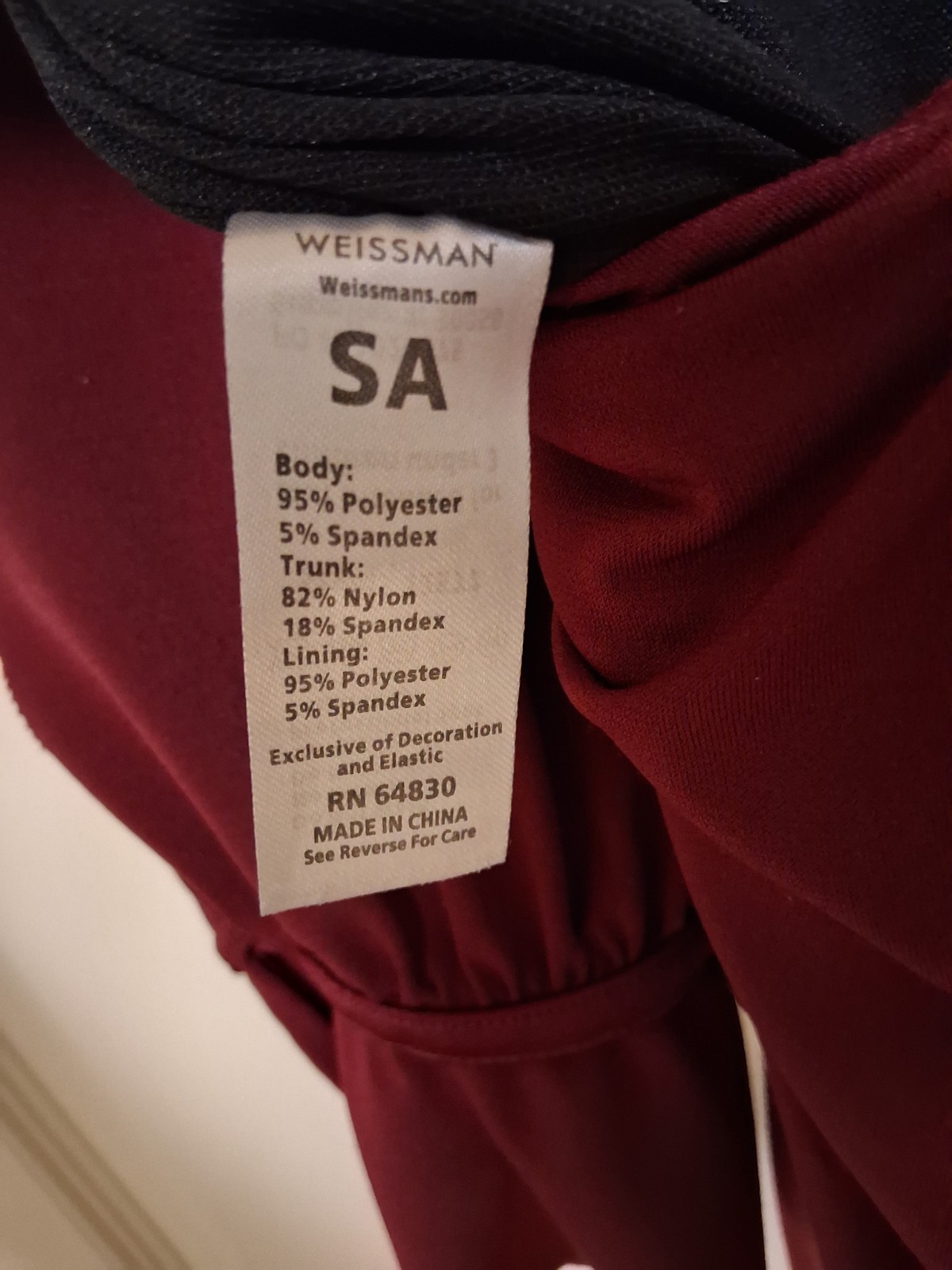 Weissman SA Burgundy Women’s Dance Leotard with Skirt Ruched Front Sleeves SA