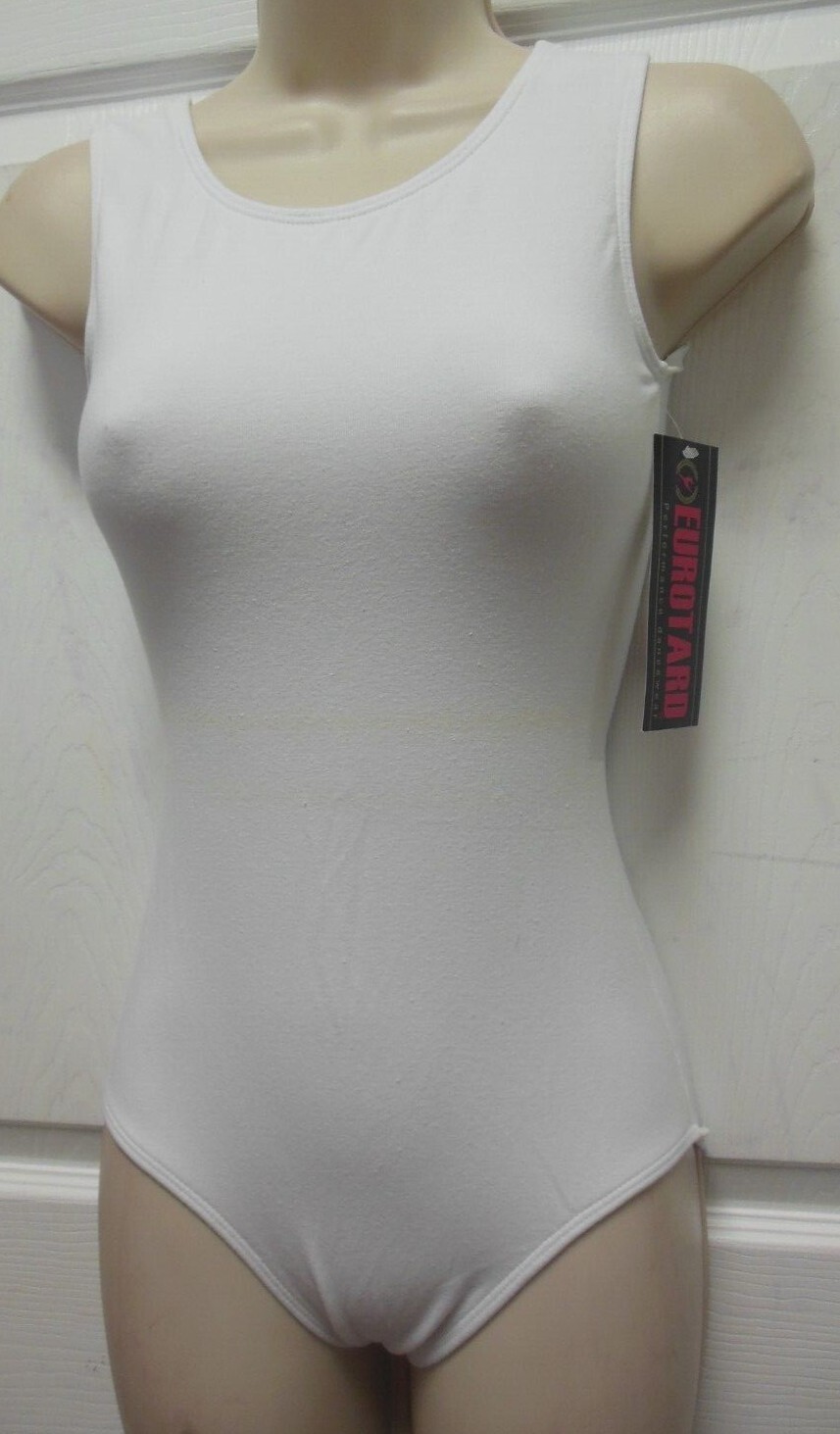 Cotton Spandex Tank Leotard Eurotard White Red or Wine Child ladies lined #1002