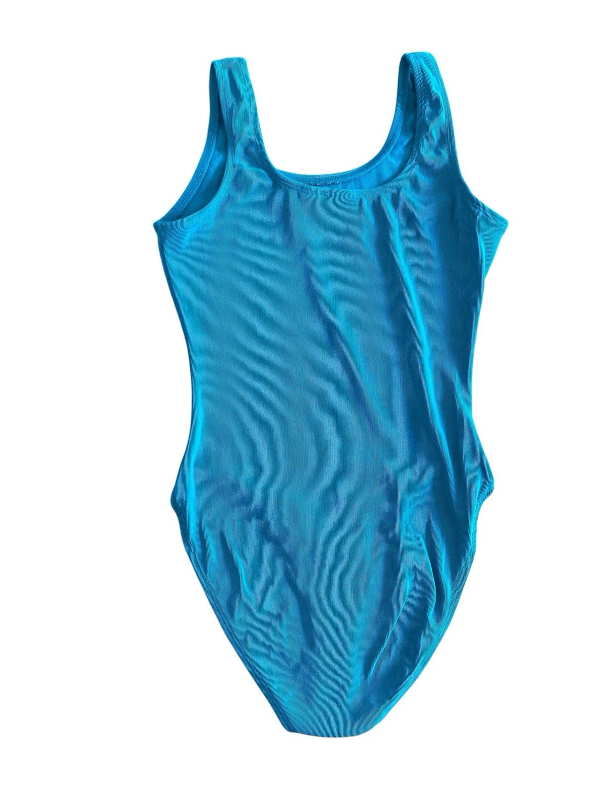 Vintage The Body Co Womens Leotard Bodysuit Turquoise Ribbed High Legs 80’s 90’s