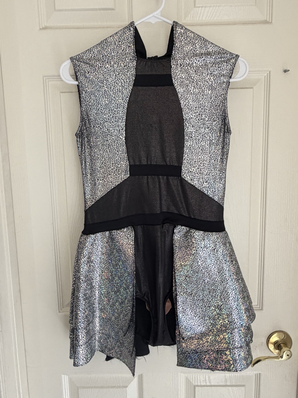 Revolution Dance No Excuses Silver/Black Layered Skirt Leotard, Size MA
