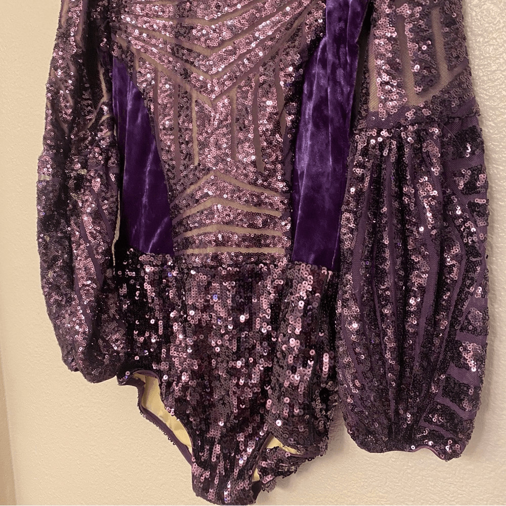 Revolution Tenth House Omega Jazz Dance Leotard costume Purple sequin MA adult