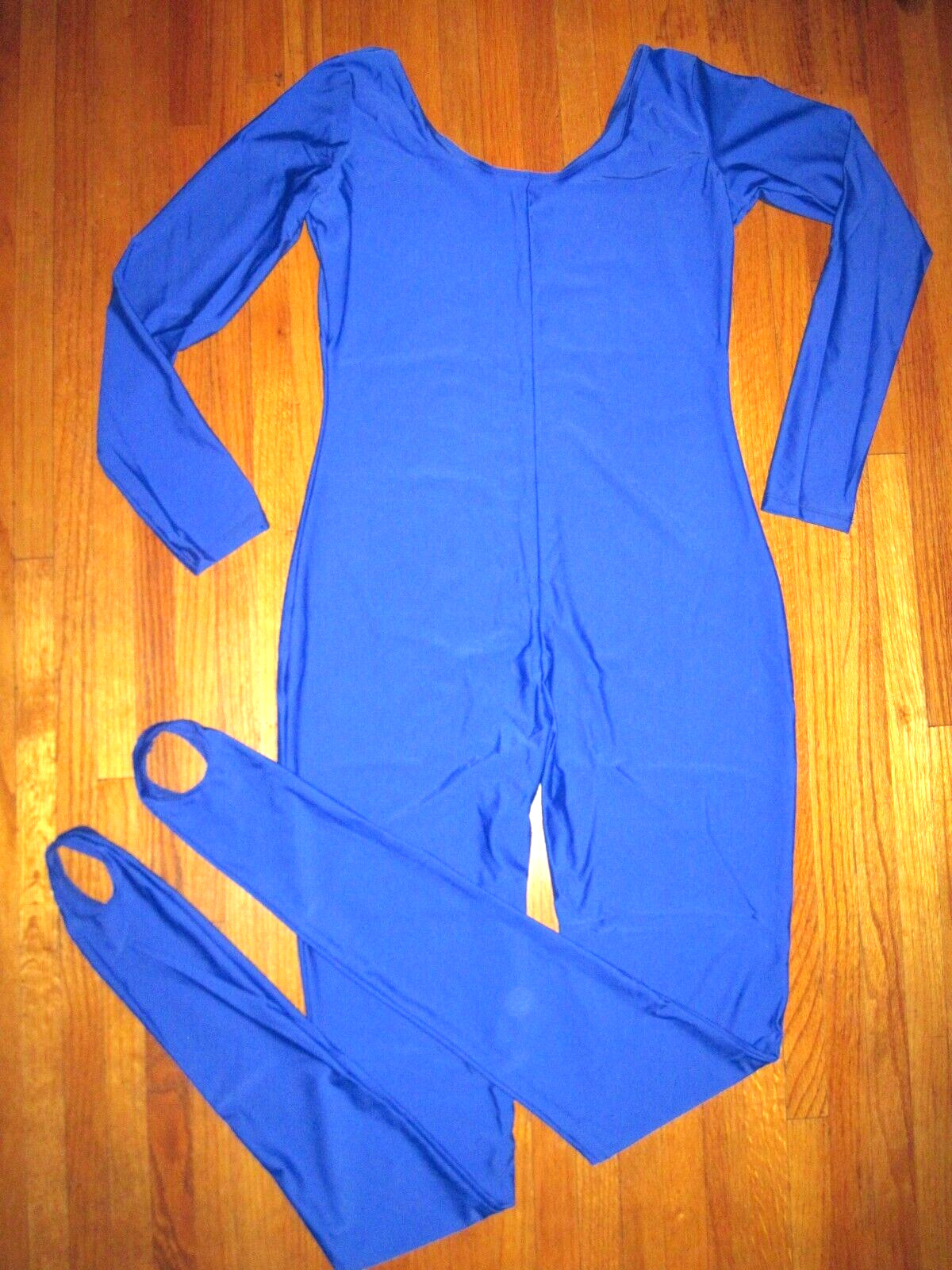 Plus Size Shiny Royal Long Sleeve Spandex Stirrup Foot Unitard Size 3XL-18+ New