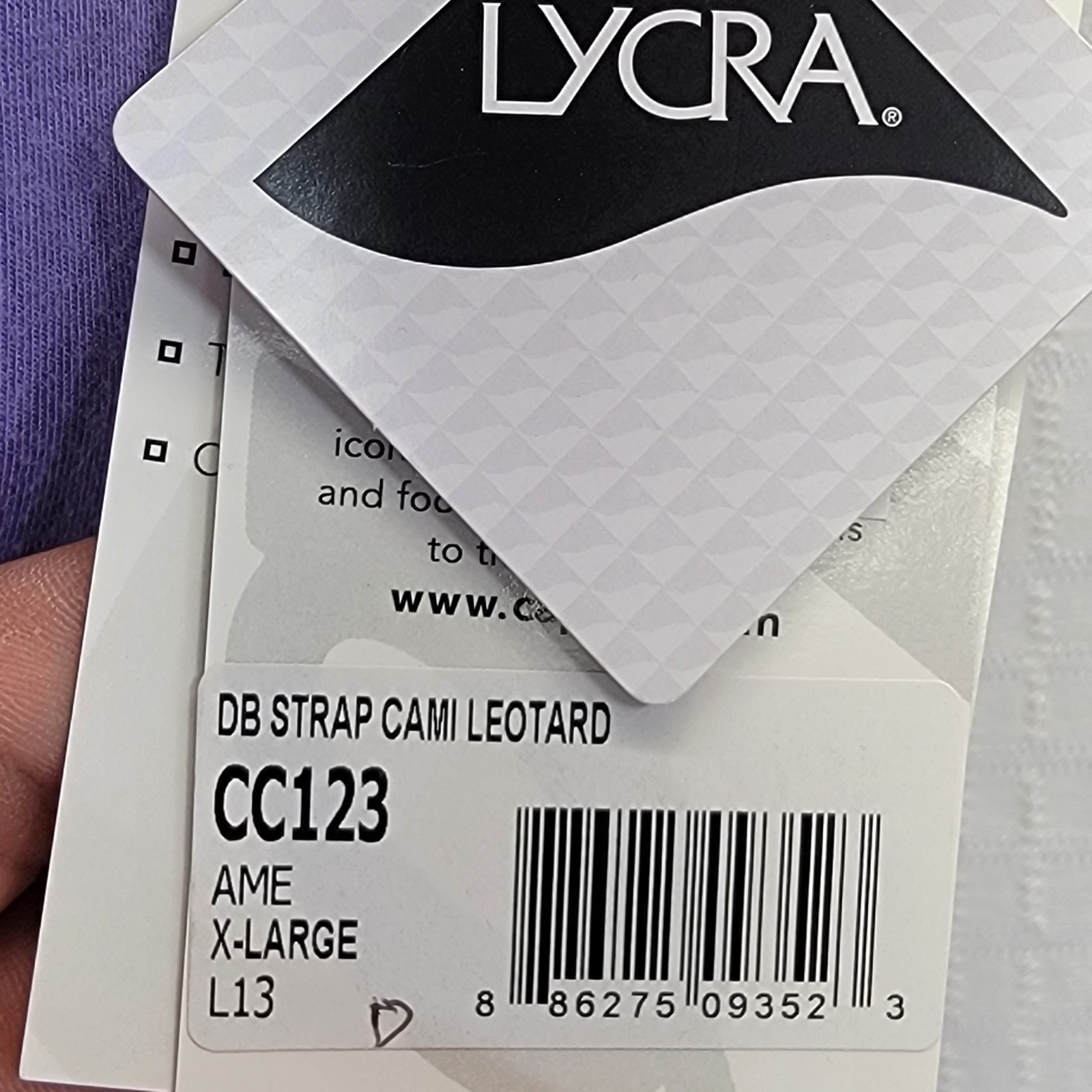 Capezio Purple Strap Cami Leotard Dbl Strap Camisole Leotard Crisscross Sz XLA