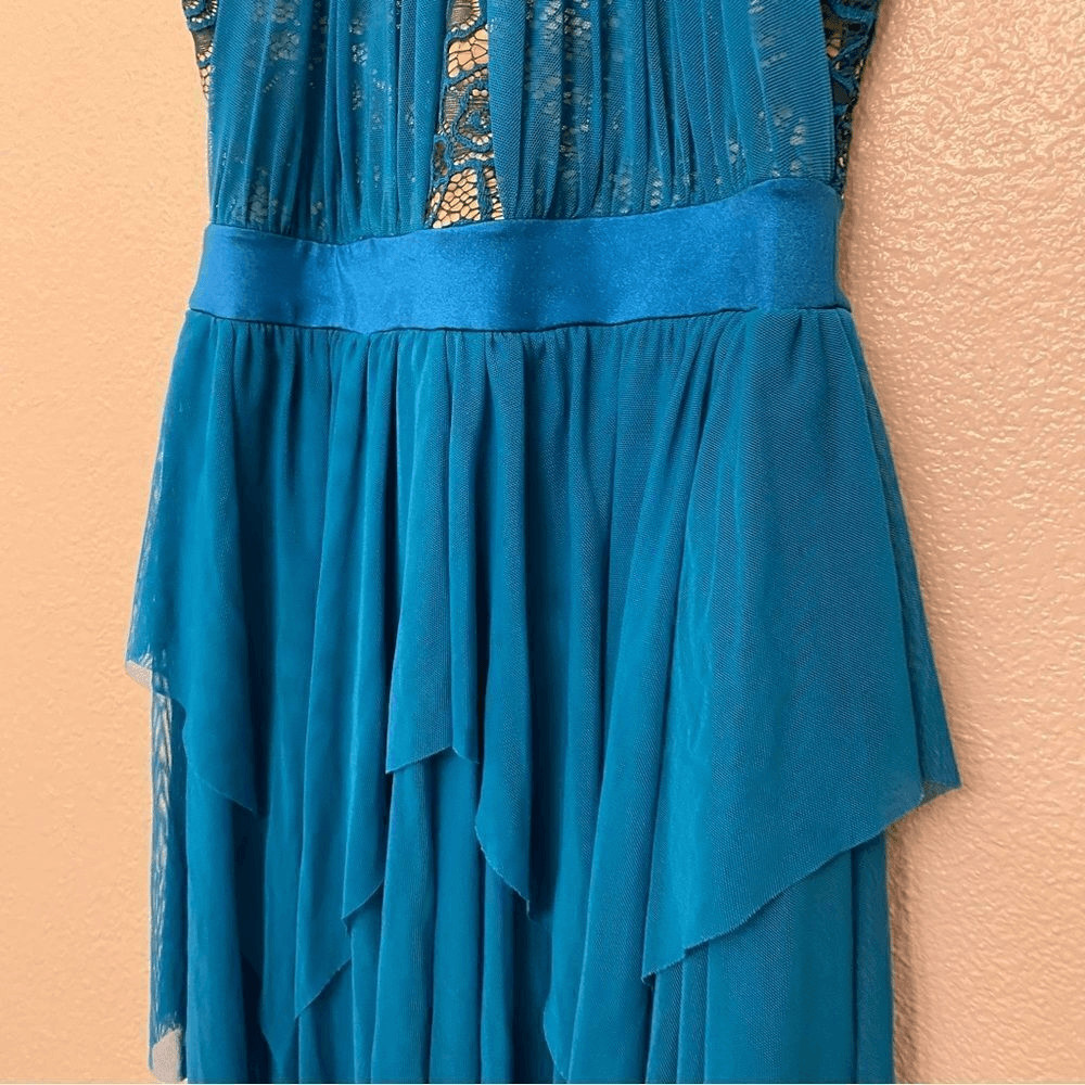 Weissman Balera Dance Costume teal mesh dress Like A River Runs 11336 child LC