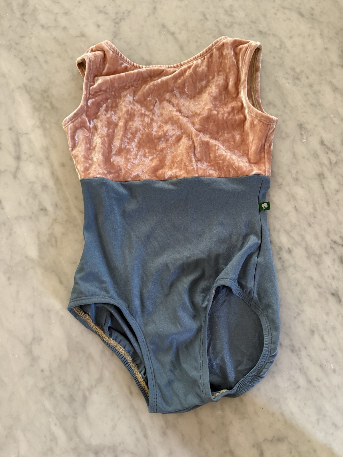 Luckyleo Leotard Adult Small Crushed Peach Velvet With Blue Bottom EUC