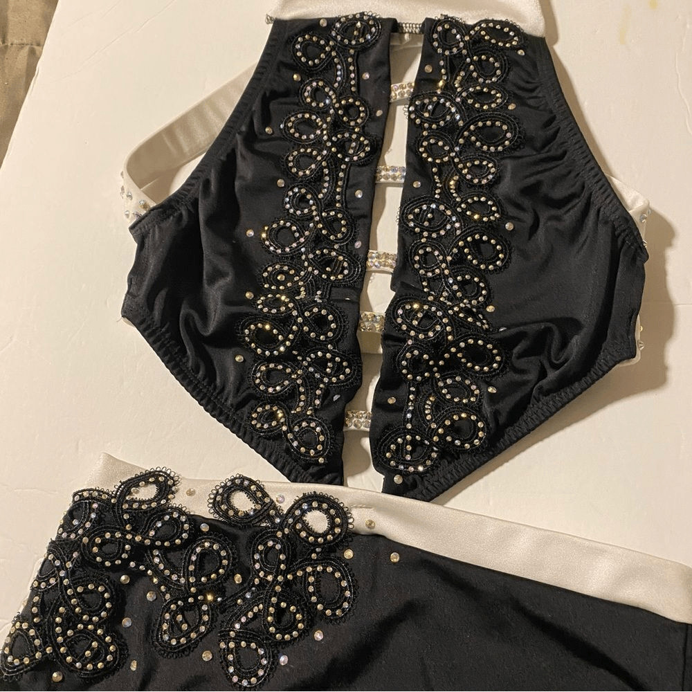 Custom Solo Dance Costume Black White 2 Piece Cut Out SA Adult Contemporary Jazz