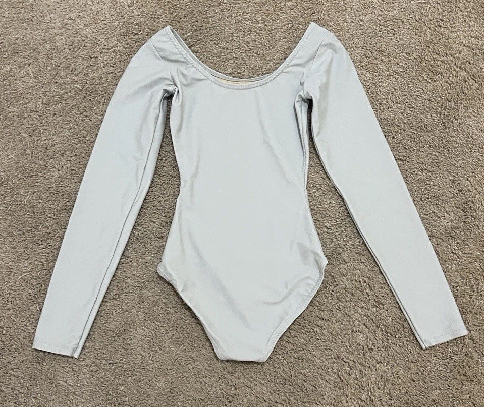 Leveret Women’s Long Sleeve Dance, Ballet, Gymnastics Leotard, Dove Grey, XS