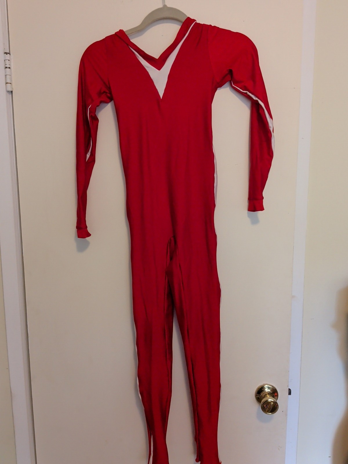 Vintage 80s Spandex Unitard #1 Red Stirrup XS