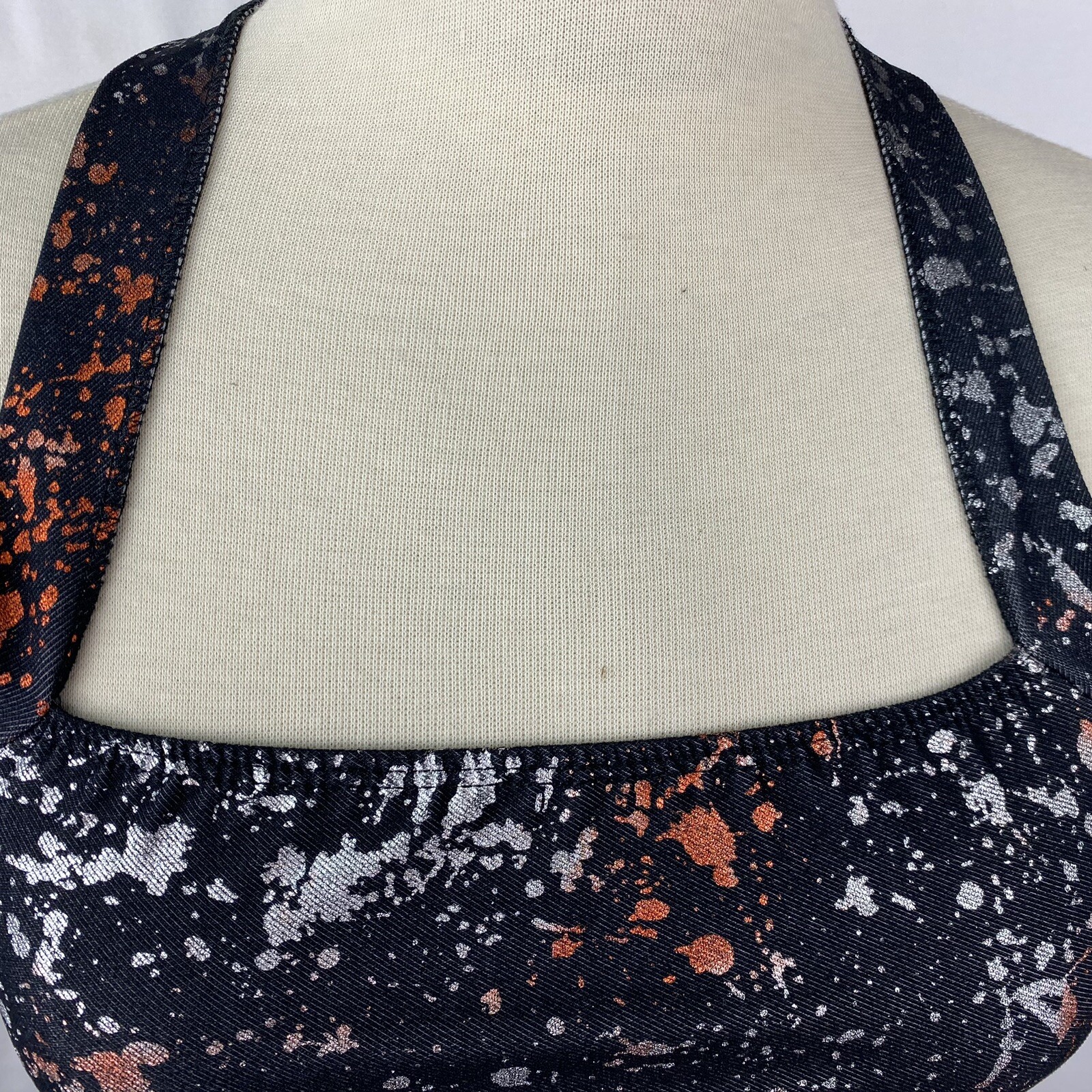 Leo’s Dancewear Spandex Halter Top Black w/ Copper & Silver Dance Casual READ