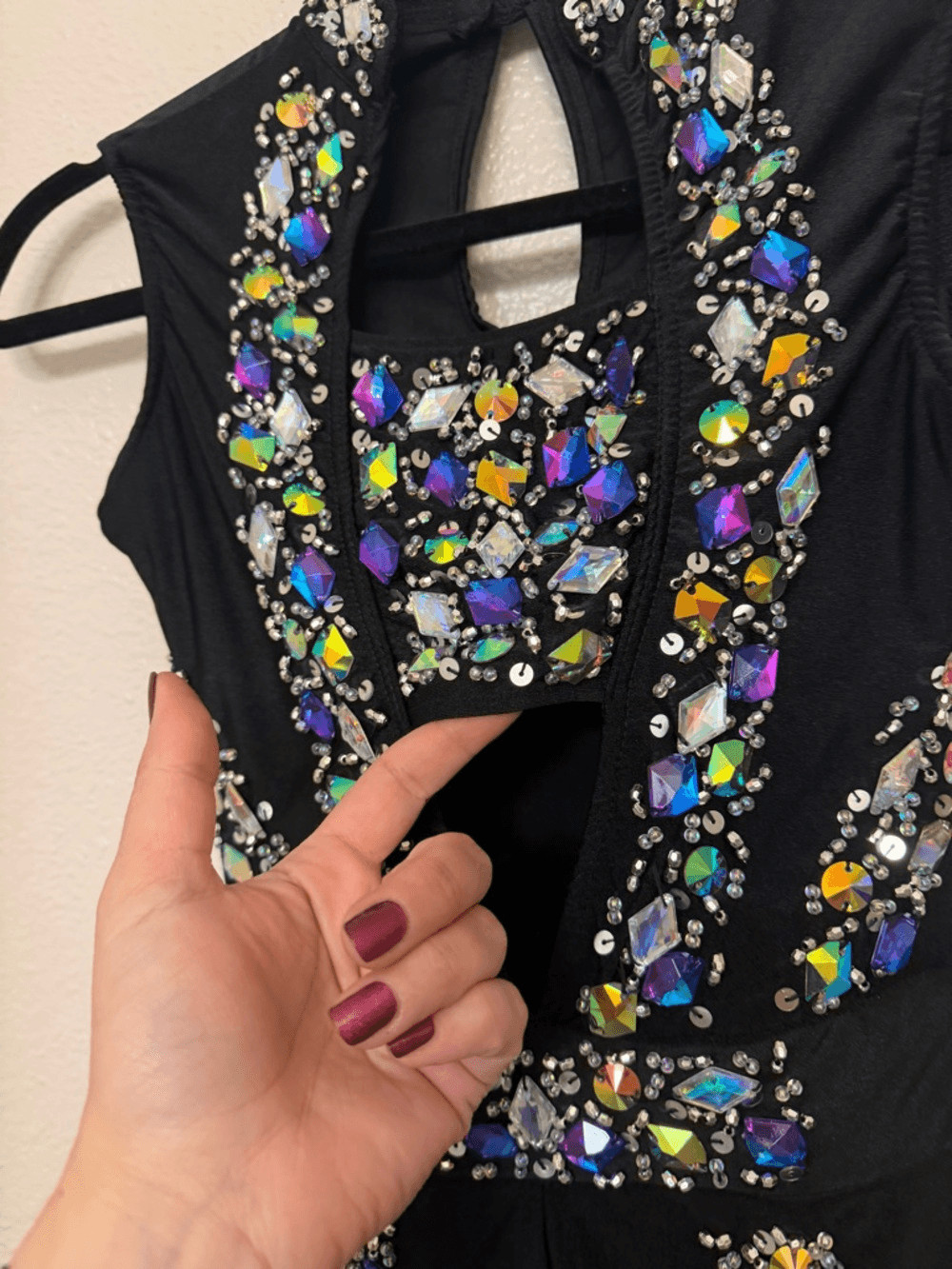 Glamour dance costume solo bling leotard embellished XSA-extra small adult