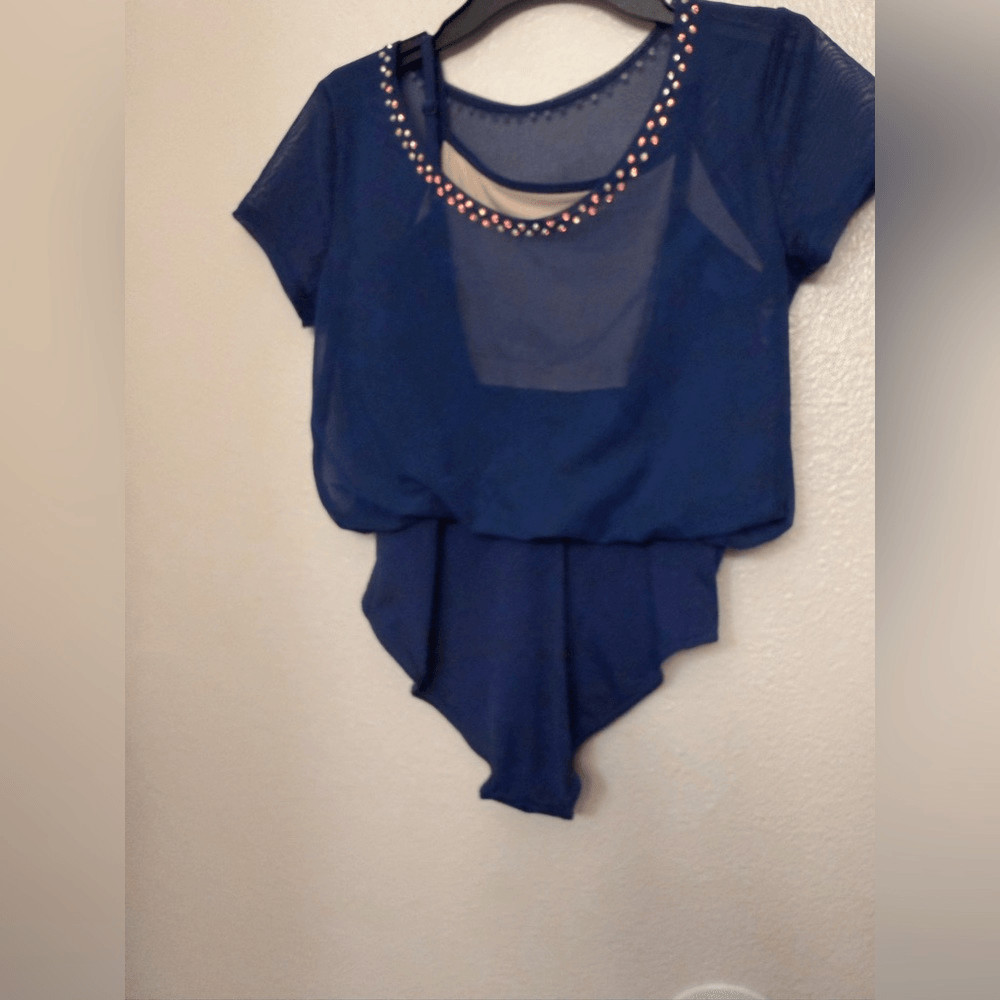 WEISSMAN Elite Dance Costume navy blue romper leotard jumper shirt MT11080 SA