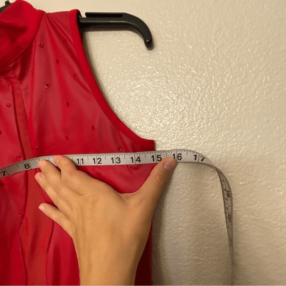 WEISSMAN Elite Dance Costume unitard mature faux leather red Debut 15882 SA