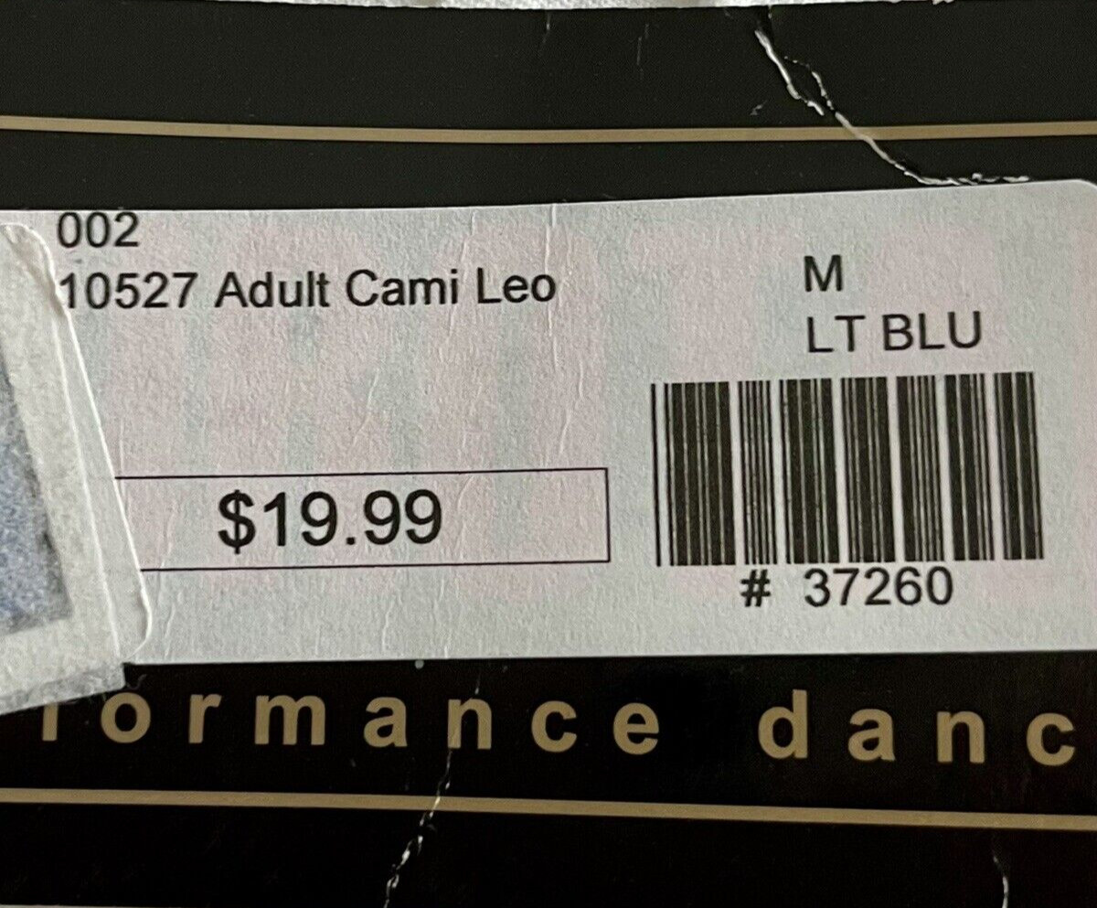 Eurotard 10527 Light Blue Cami Dance Leotard Adult M New With Tags
