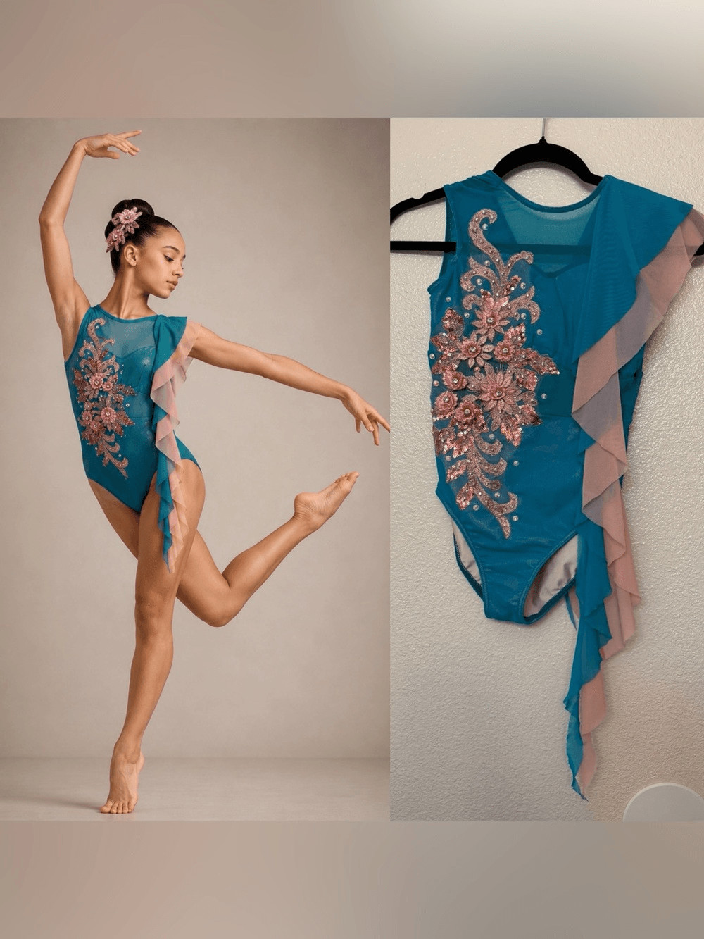 Revolution solo custom dance costume DREAM STATE TH23095 teal aqua lyrical PA XS