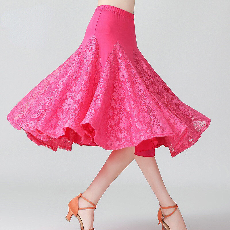 Lady Lace Midi Dancewear Ballroom Dance Skirt Latin Salsa Modern Tango Swing