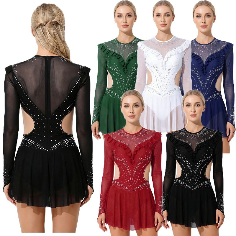 Lyrical Dance Costume Women Figure Ice Skating Dress Ballet Gymnastics Leotard