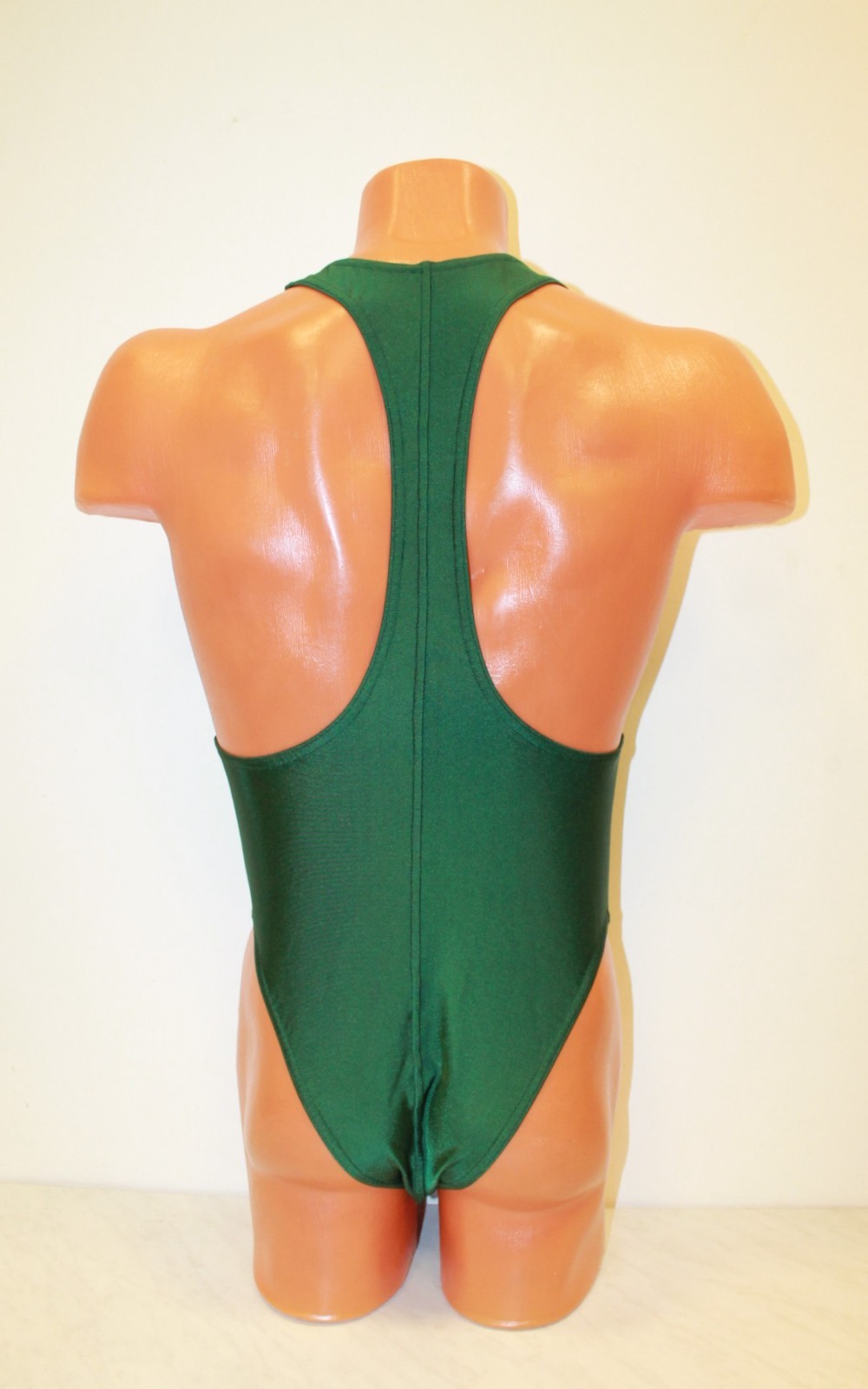Men Leotard 152-05 Racerback Bottom Half Closed Dark Green Spandex Size S