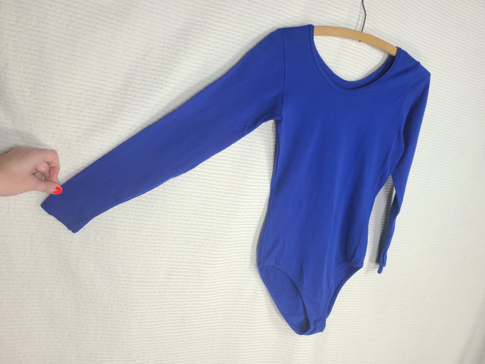 Vintage 1970s Stretch Leotard Long Sleeve Navy Blue Retro Gymnastics Women Small