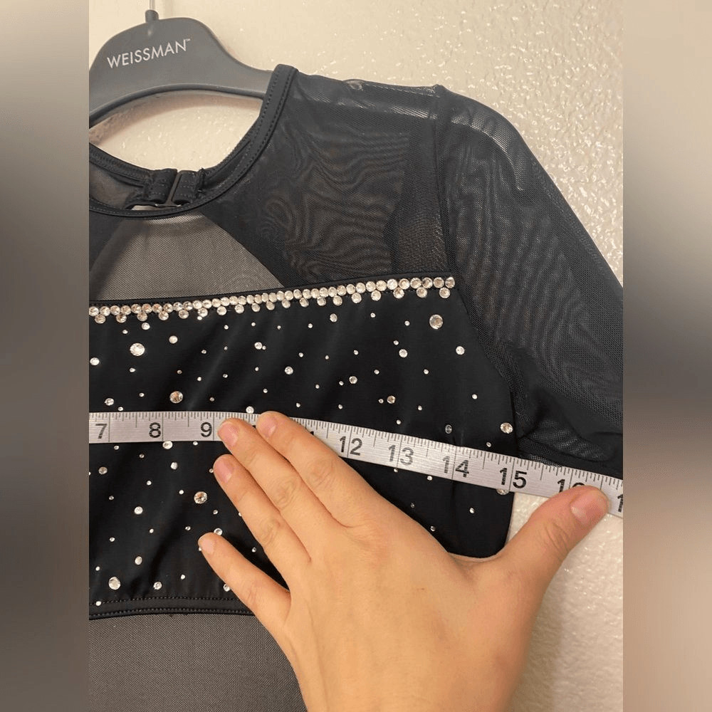 WEISSMAN Balera Dance black illusion Leotard custom solo 16645 MA adult