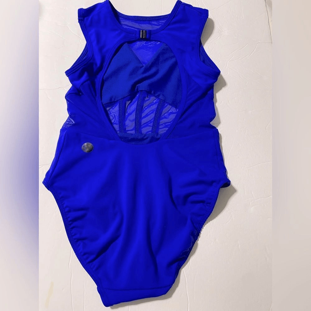 Five Dancewear solo dance costume royal blue illusion contemporary acro XSA adu