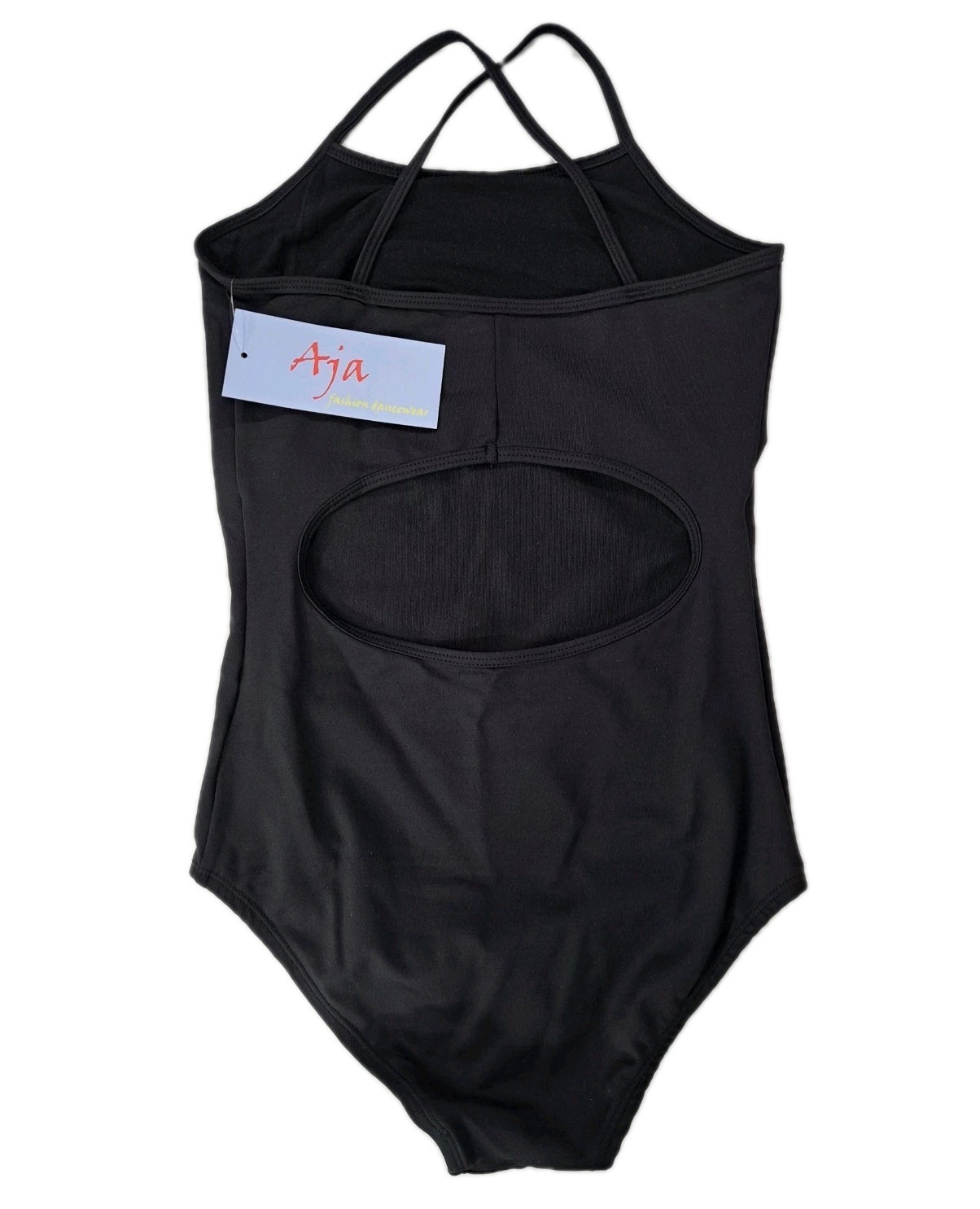 Aja VTG Open Back Keyhole Cutout Crossback Strappy Tank Leotard Dance MA Size M