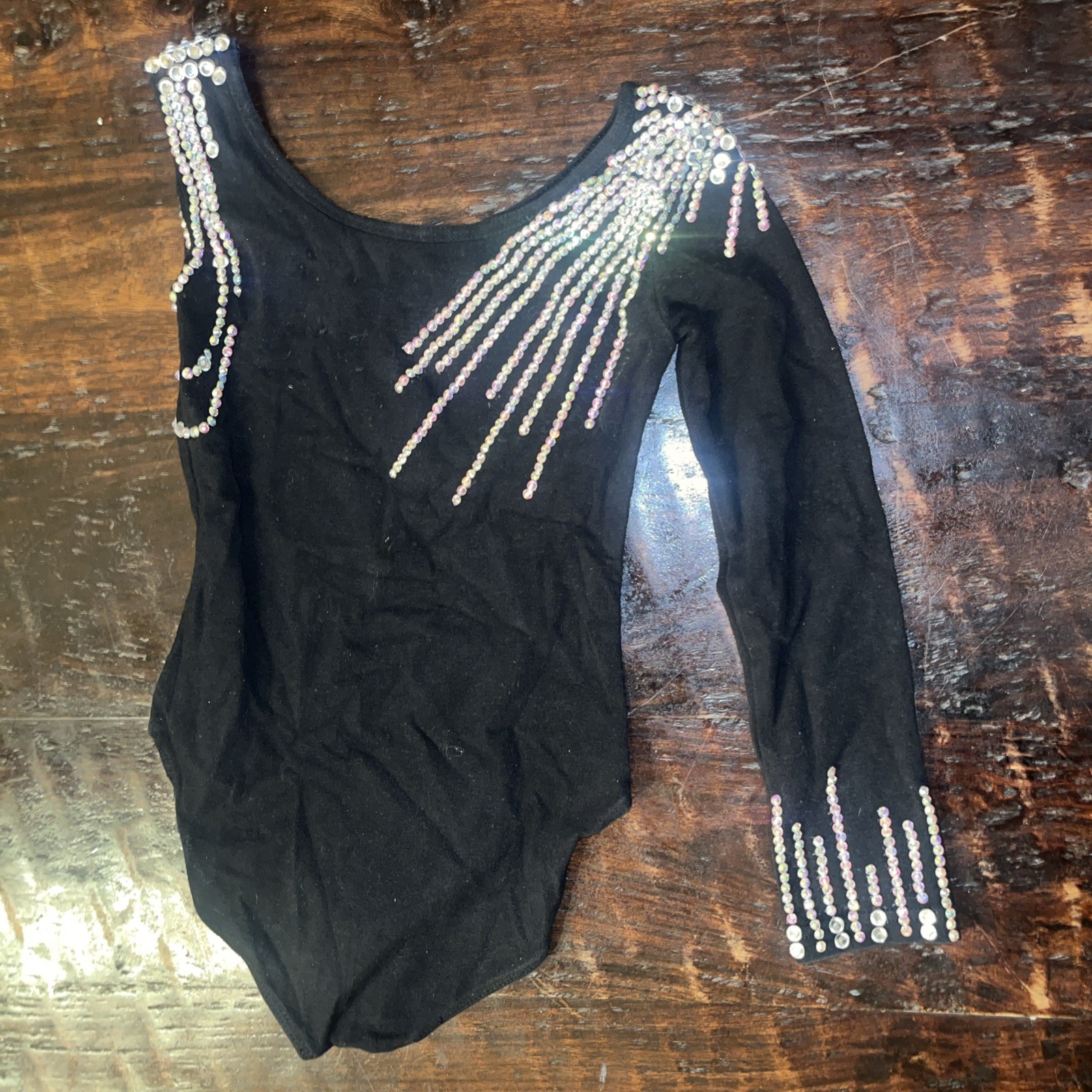 Ballet, Figure Skating, Dance, Gymnastics, Black Leotard one Long Sleeve.