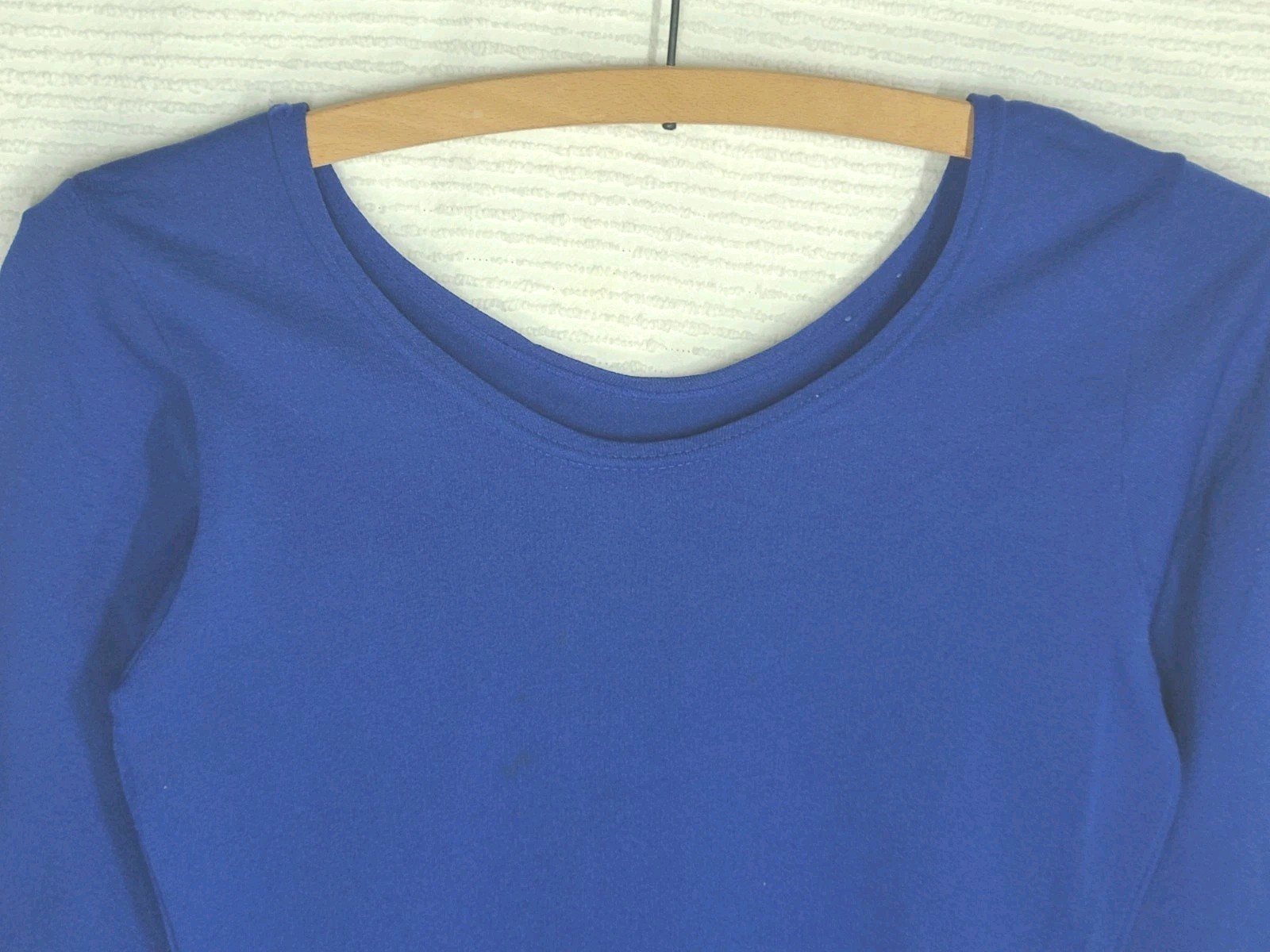 Vintage 1970s Stretch Leotard Long Sleeve Navy Blue Retro Gymnastics Women Small