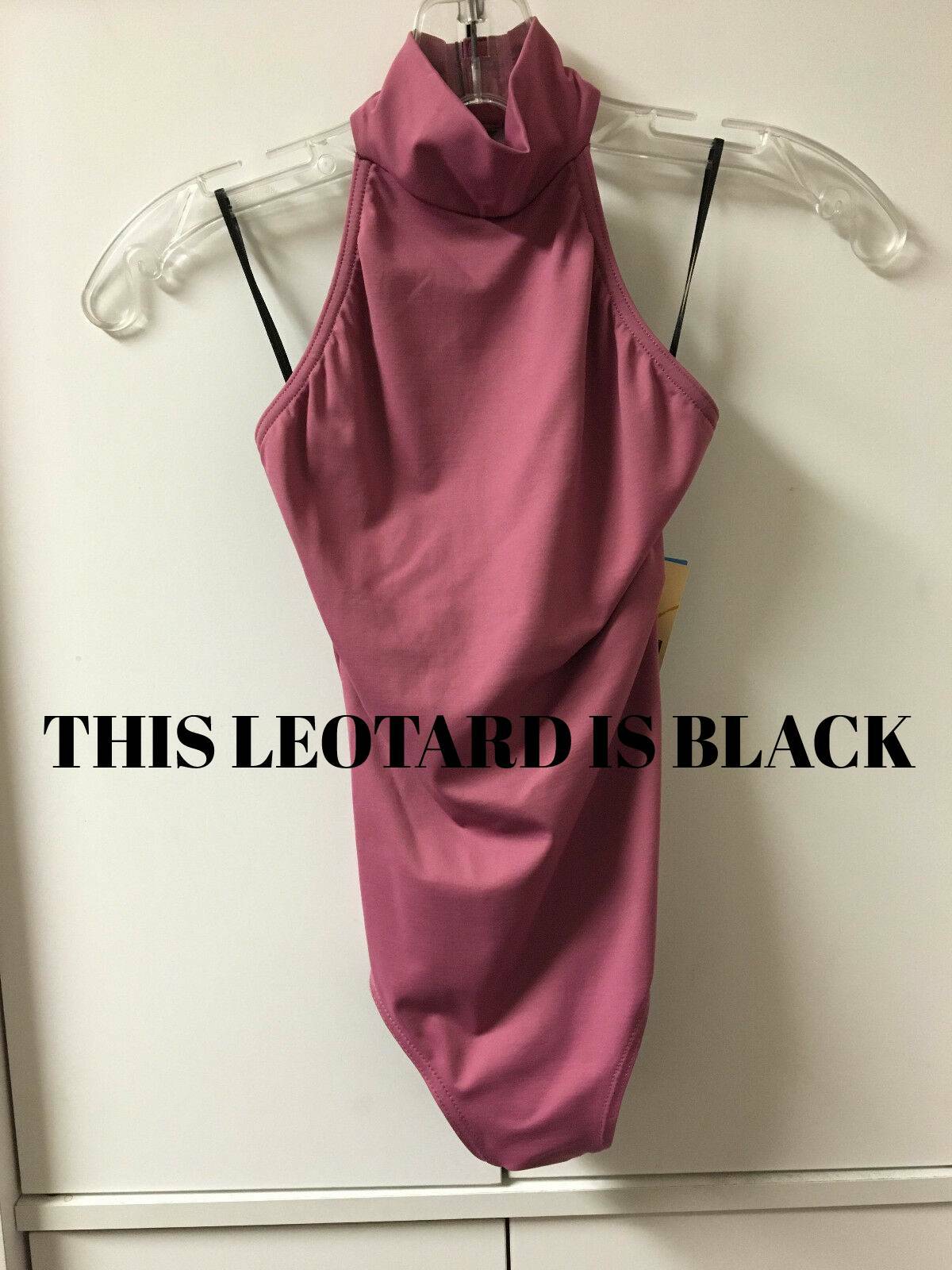 Harmonie HW408 Women’s Small (4-6) Black Low Back Halter Leotard