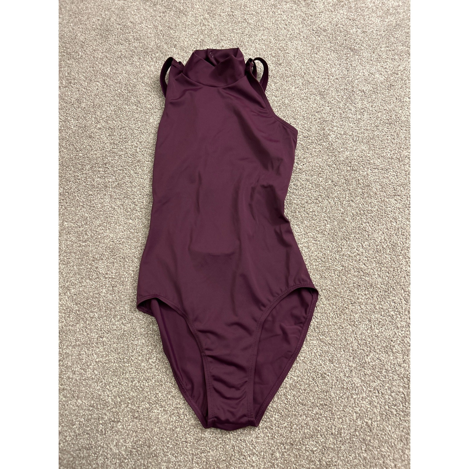 Balera Mock Neck Leotard Womens SA Plum Purple Excellent Strappy Back MT12081
