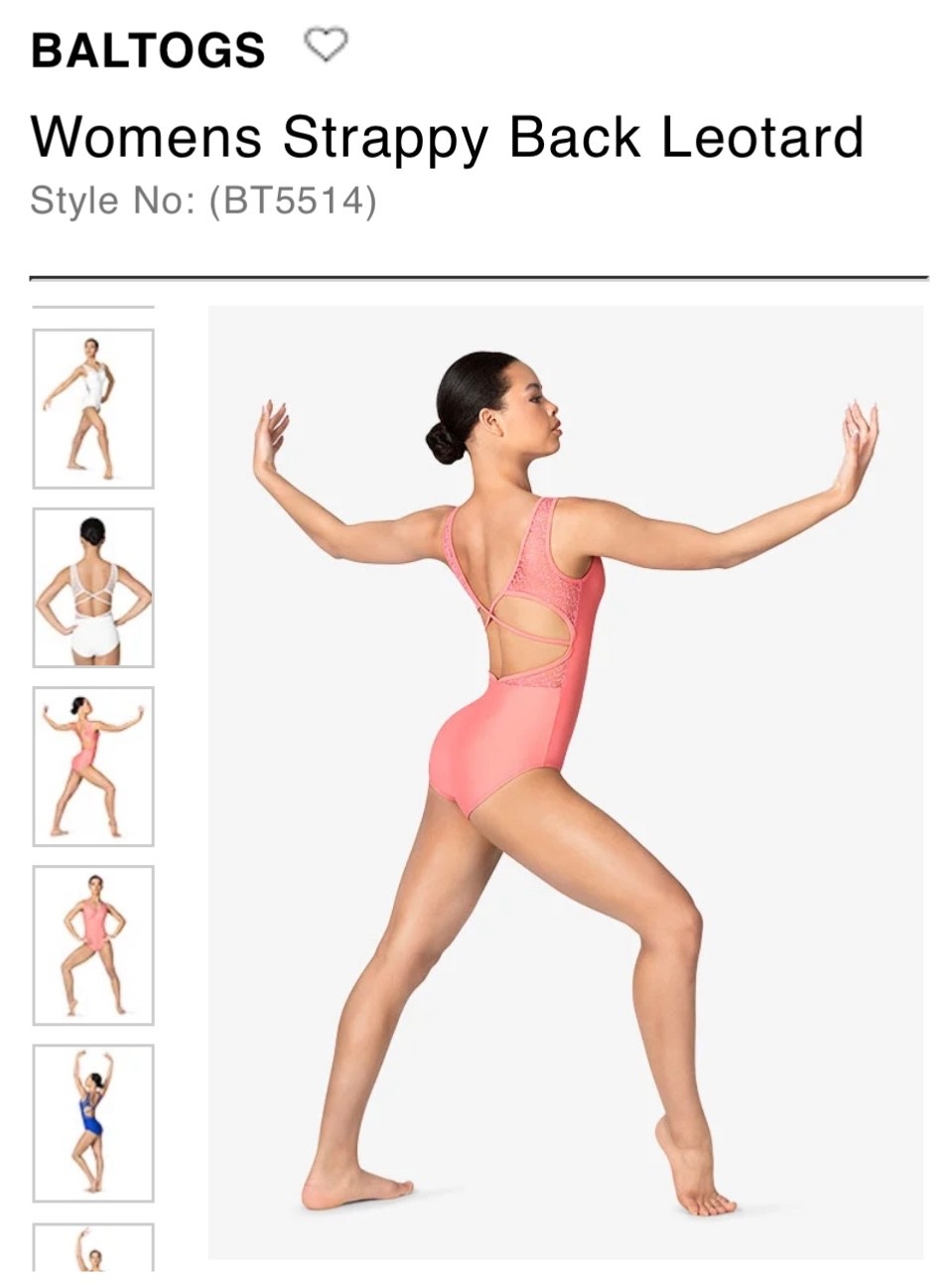 Baltogs Leotard-Pink/Blossom color, size Adult Large, style BT5514