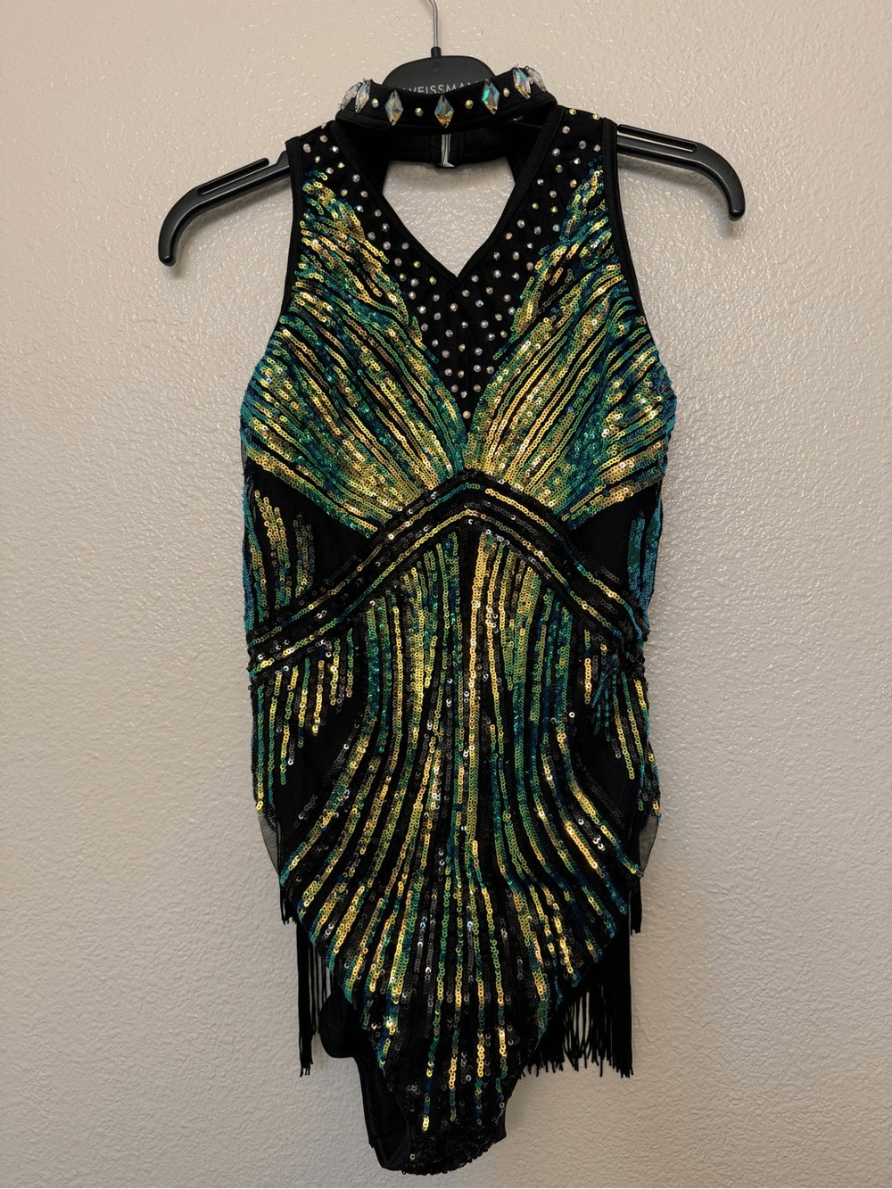WEISSMAN custom Dance Costume black gold jazz Goddess Way NV12023 XSA