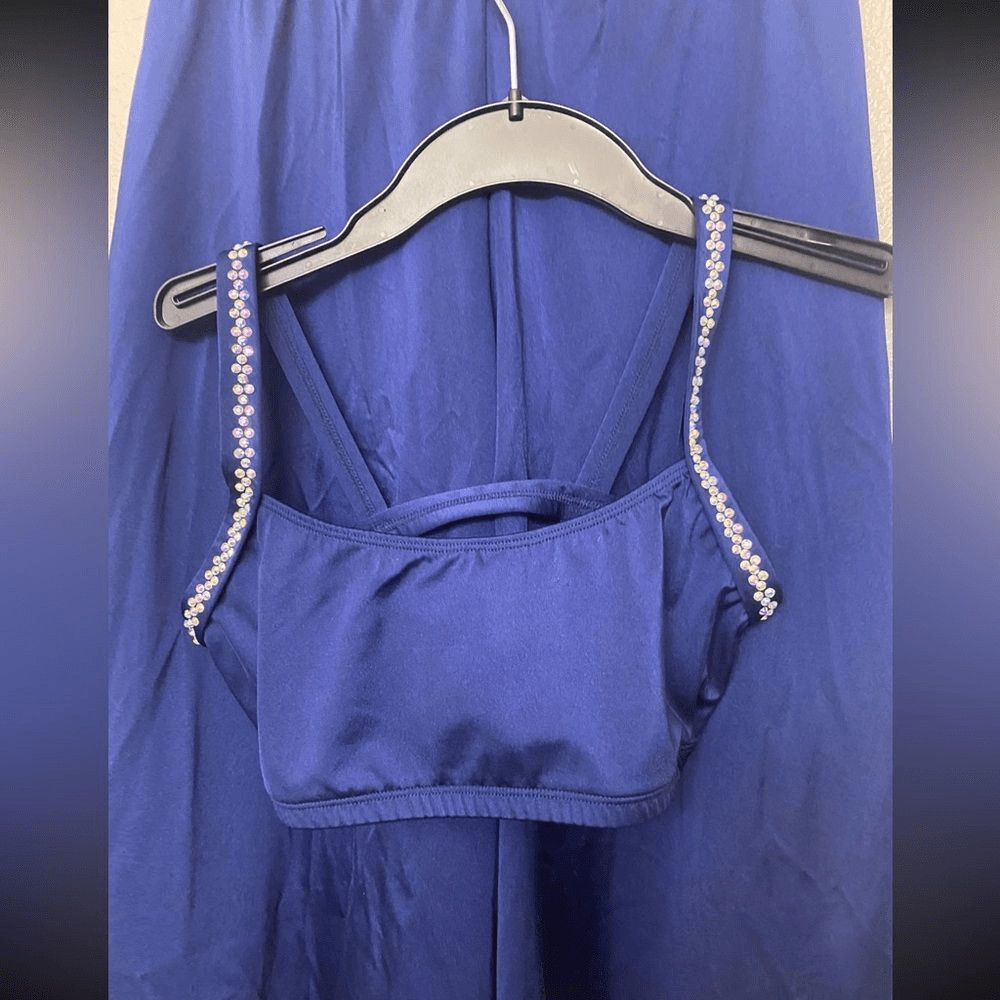 The Line up solo dance costume 2 piece navy blue Wide Leg Contemporary MA adult