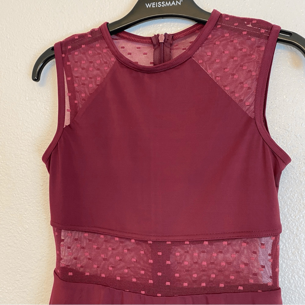 Weissman Balera Dance costume burgundy red Point D’Esprit Day Dress D11099 SA